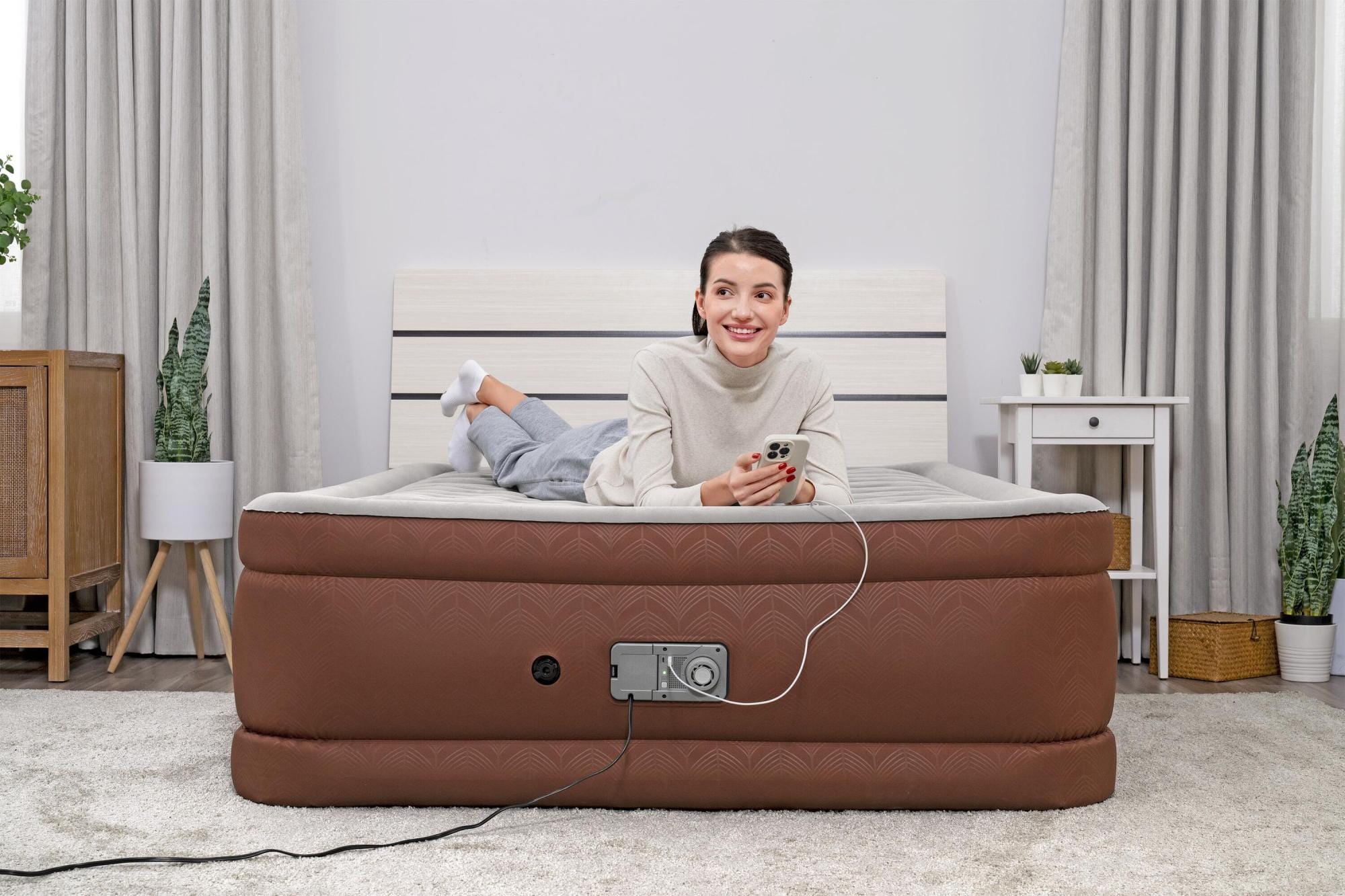 Luchtbed Bestway AlwayzAire Fortech Queen Luchtmatras met Ingebouwde Comfort Choice+ Dubbele Pomp 2,03 m x 1,52 m x 51 cm Bestway 8