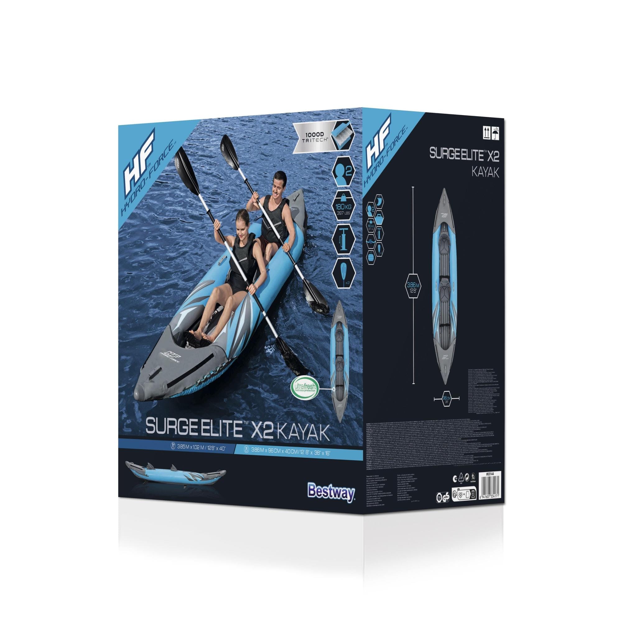 SUP en kajak Surge Elite opblaasbare kayak van 382x94 cm, voor 2 personen Bestway 10