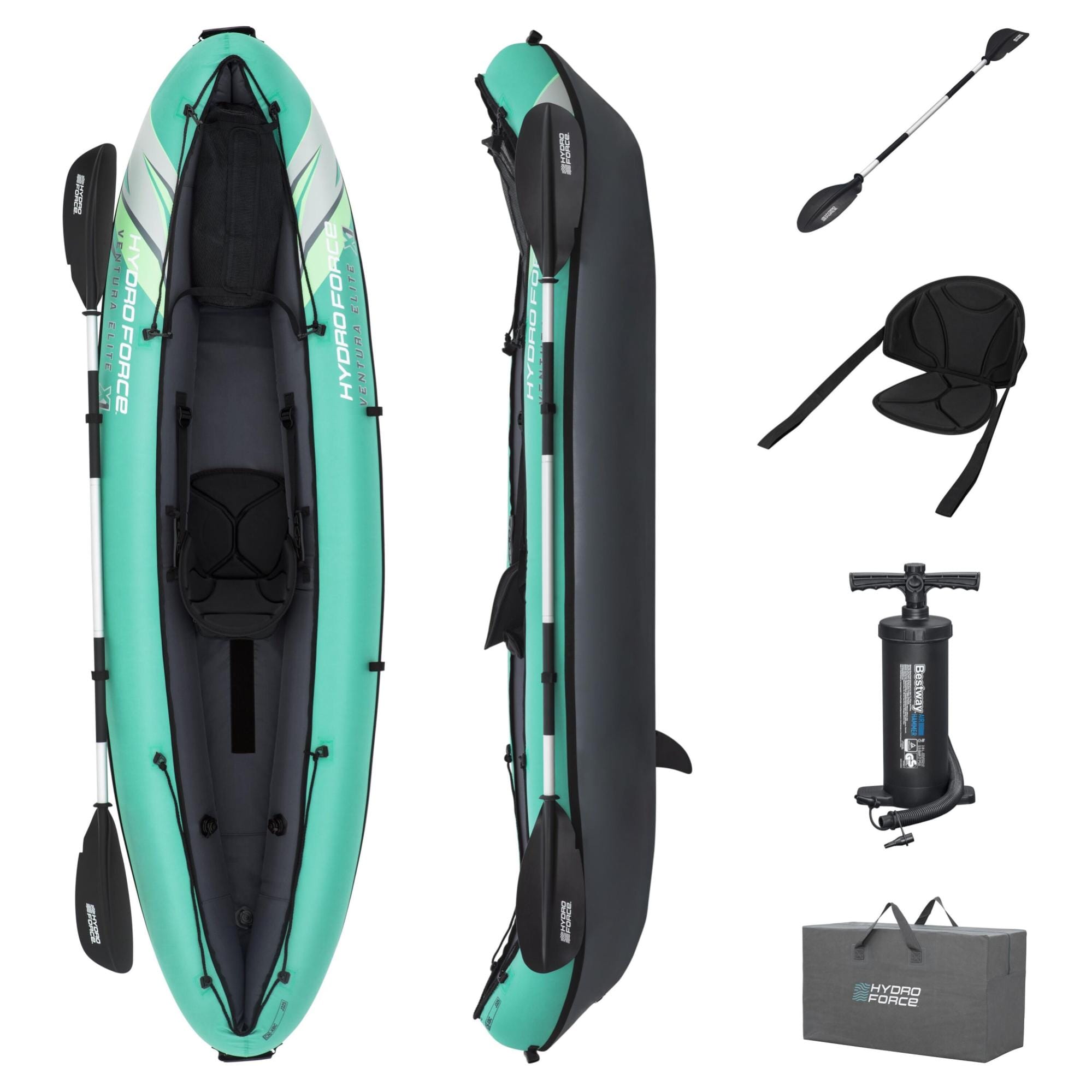 SUP en kajak Hydro Force Ventura Elite X1 Opblaasbare Kajak Set voor 1 Persoon 2,80 m Bestway 1