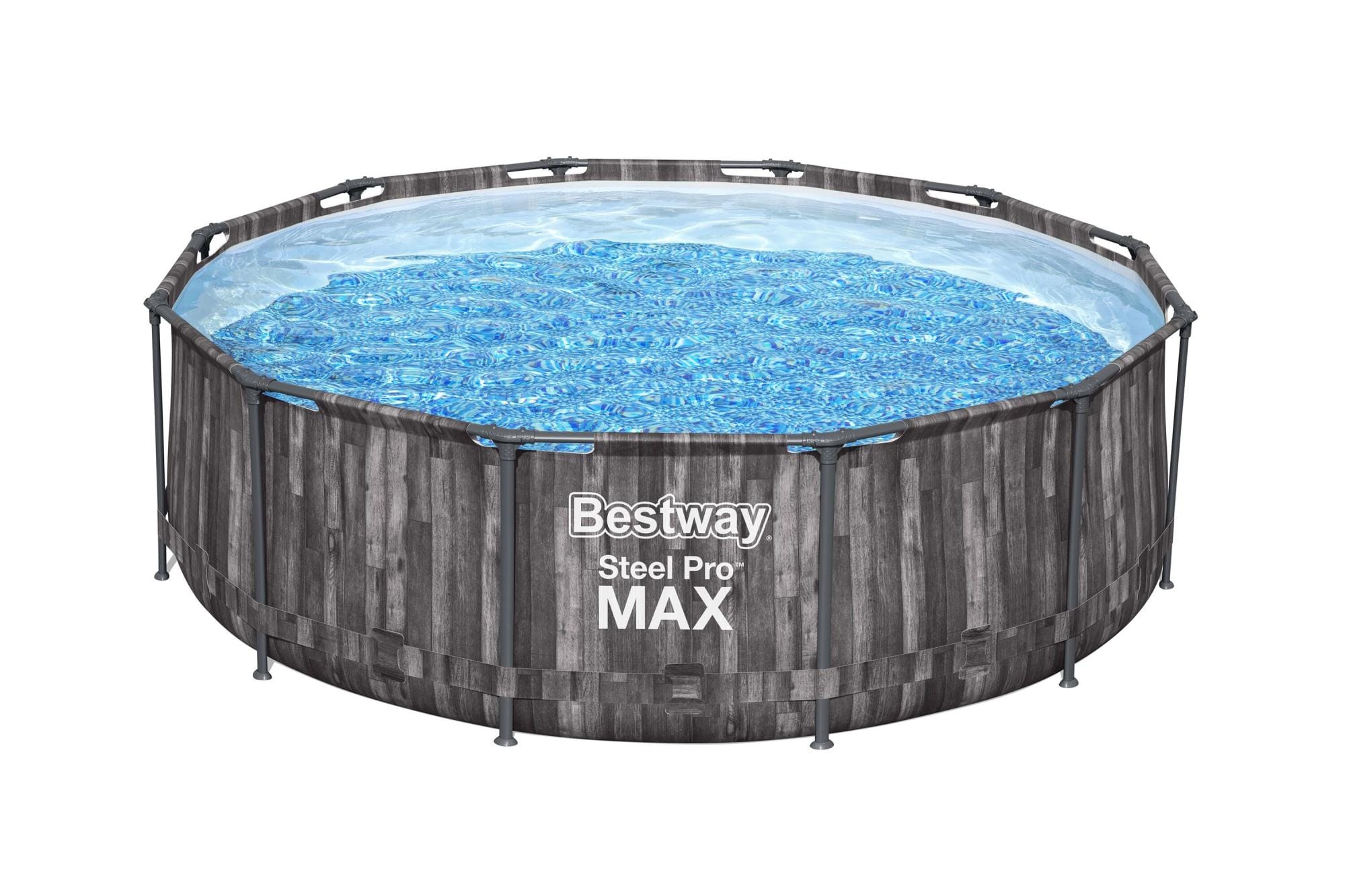 Bovengronds zwembad Steel Pro MAX ronde set van 366x100 cm donker houteffect Bestway 1