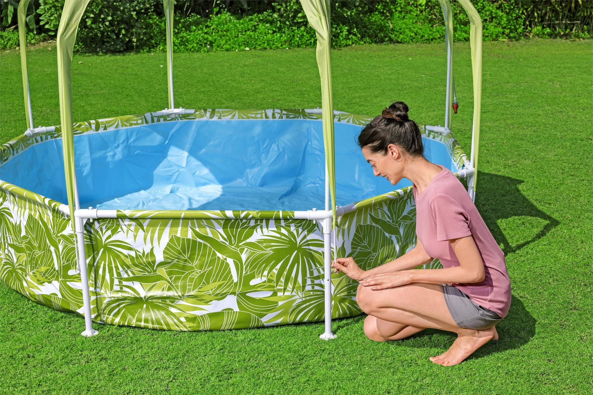 Opblaasbare spullen voor kinderen Bestway Splash-in-Shade Rond Bovengronds Zwembad met UV Careful Zonnescherm Bestway 6