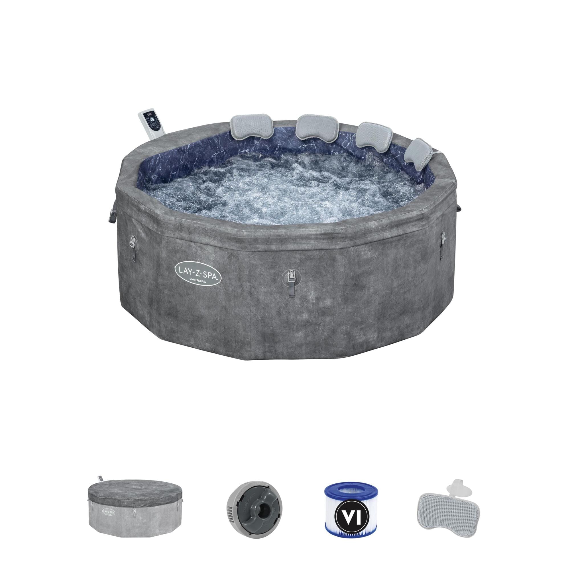 Opblaasbare bubbelbaden Lay-Z Spa Lay-Z-Spa Carrara Energy-Efficient Smart AirJet Spa met App Bediening 4-6 Personen Bestway 1