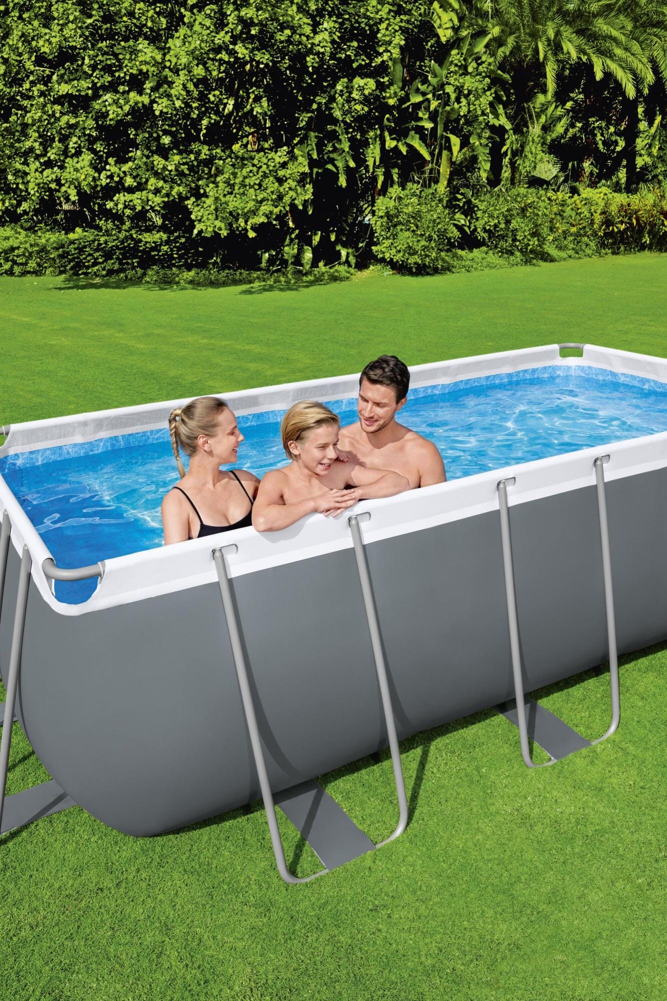 Bovengronds zwembad Power Steel bovengrondse rechthoekige set van 412x201x122 cm Bestway 5