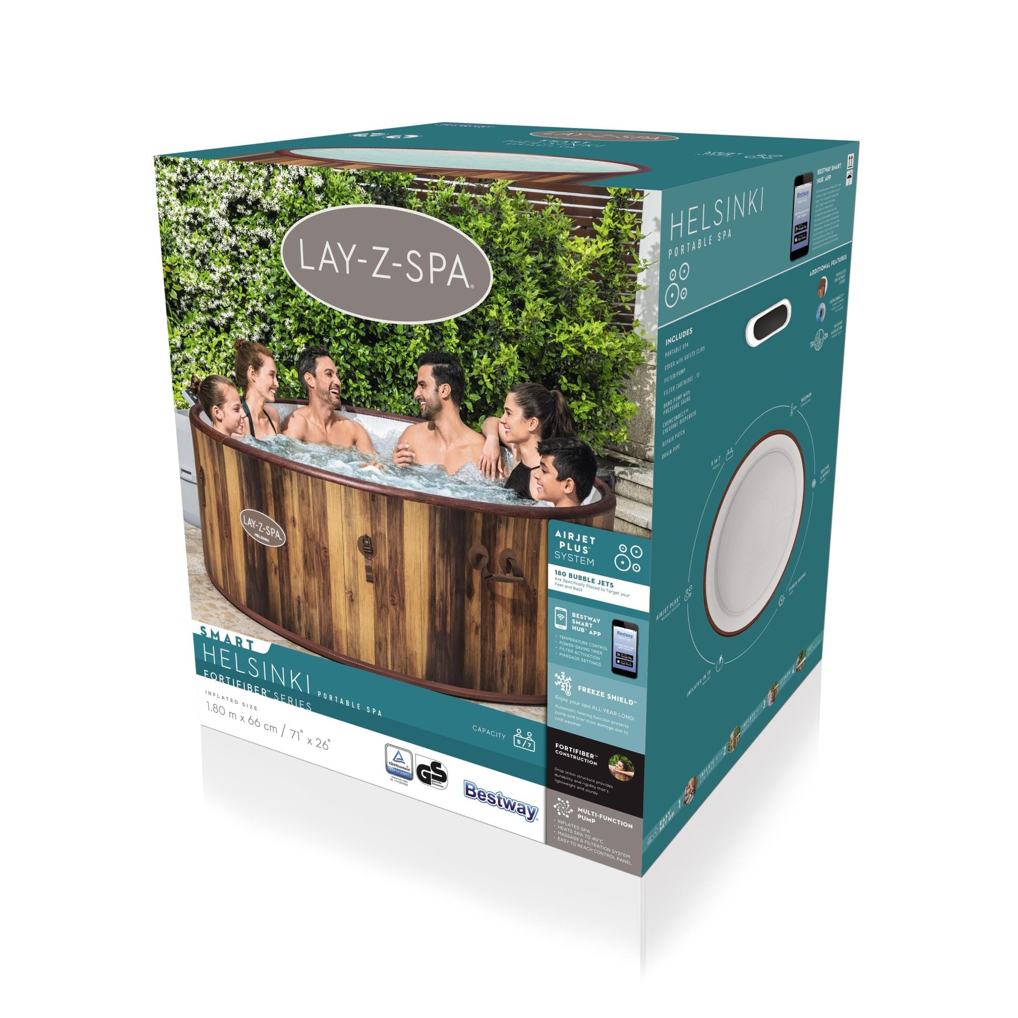 Opblaasbare bubbelbaden Lay-Z Spa Lay-Z-Spa Helsinki Smart AirJet Plus Opblaasbare Spa met Appbediening voor 5-7 Personen Bestway 17