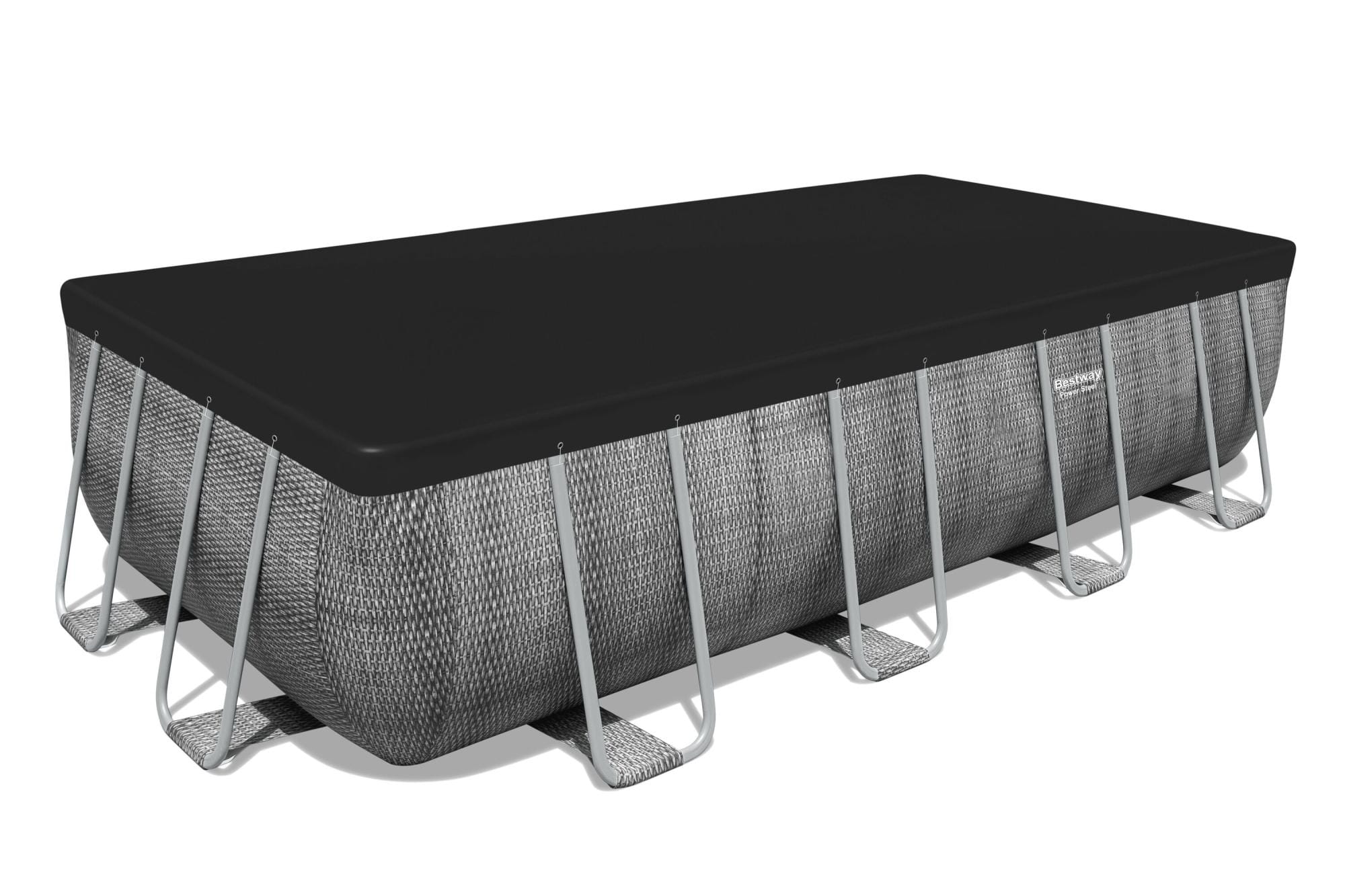 Bovengronds zwembad Power Steel bovengrondse rechthoekige set van 549x274x122 cm donkergrijs rotaneffect Bestway 5
