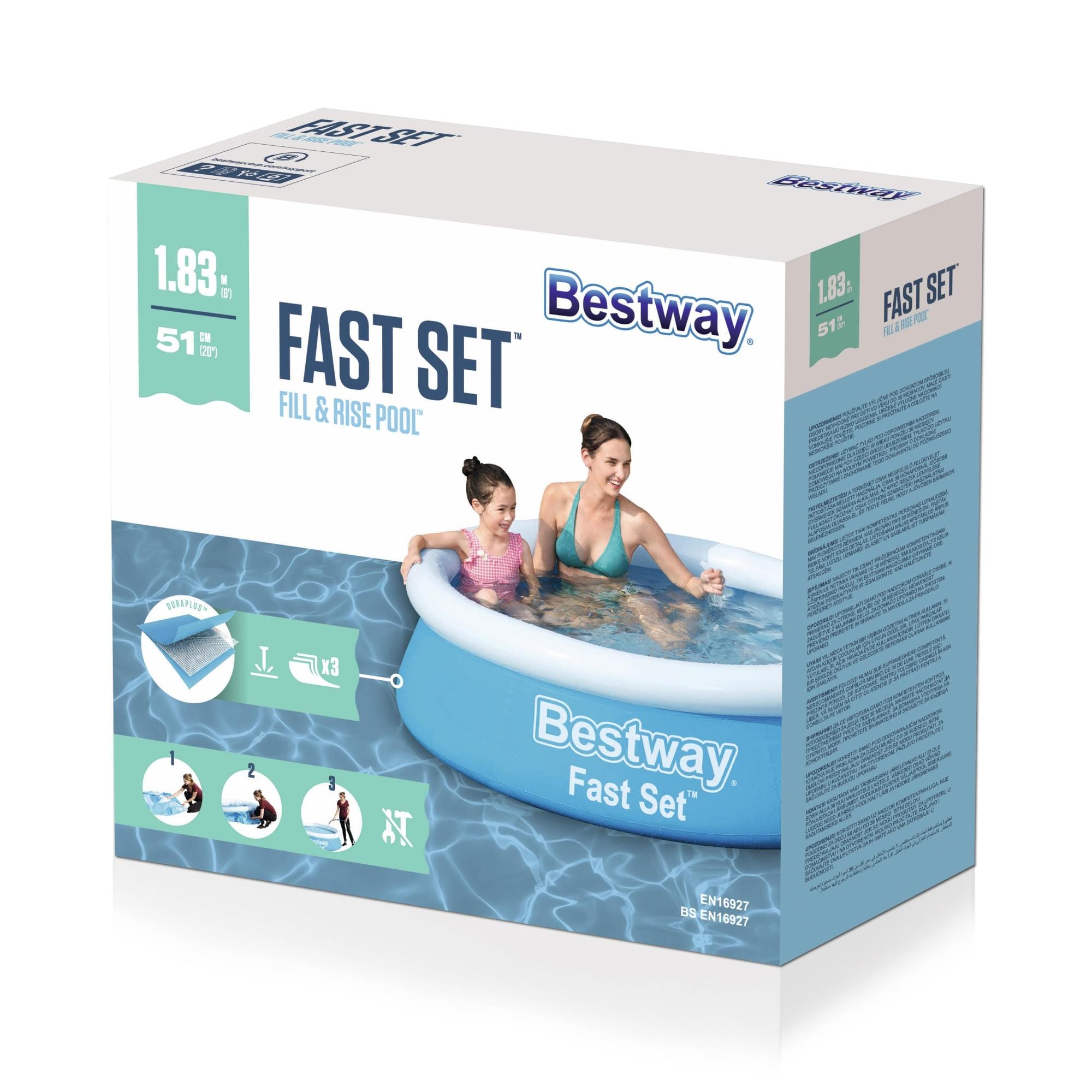 Bovengronds zwembad Fast Set bovengronds rond opblaasbaar zwembad van 183X51 cm Bestway 7