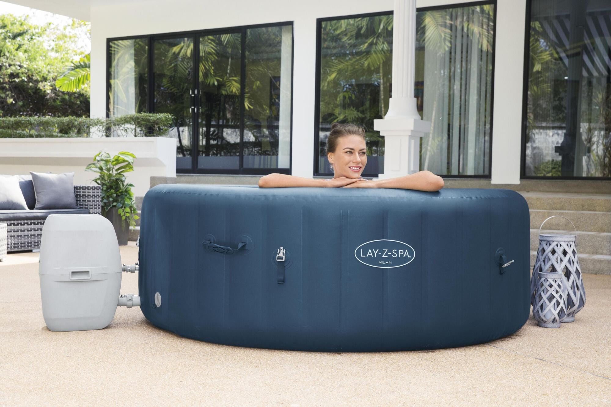 Opblaasbare bubbelbaden Lay-Z Spa Lay-Z-Spa Milan AirJet Plus opblaasbare hottub met appbediening 4-6 personen Bestway 7