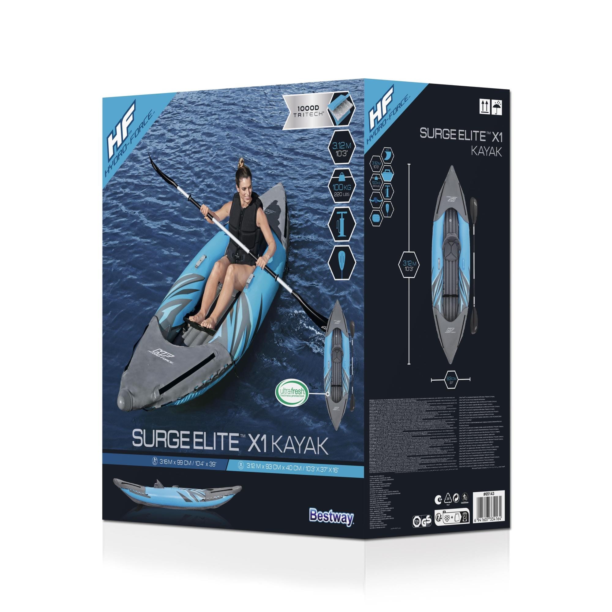 SUP en kajak Surge Elite opblaasbare kayak van 312x93 cm, voor 1 persoon Bestway 9