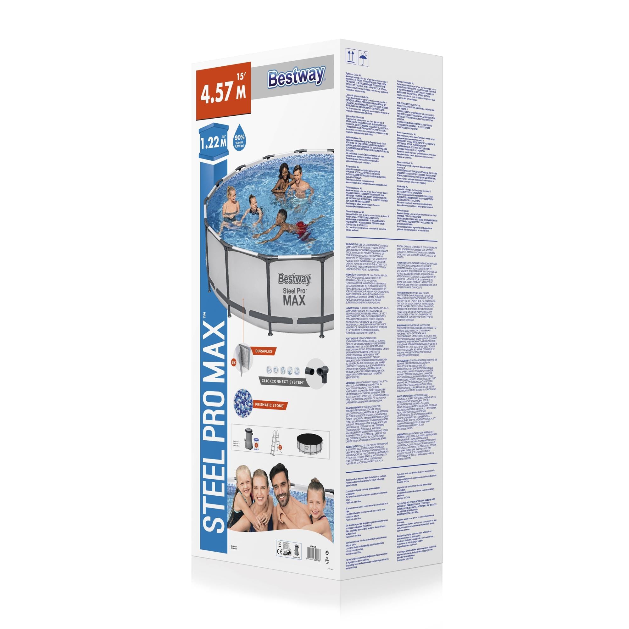 Bovengronds zwembad Steel Pro MAX bovengrondse ronde set van 457x122 cm Bestway 10