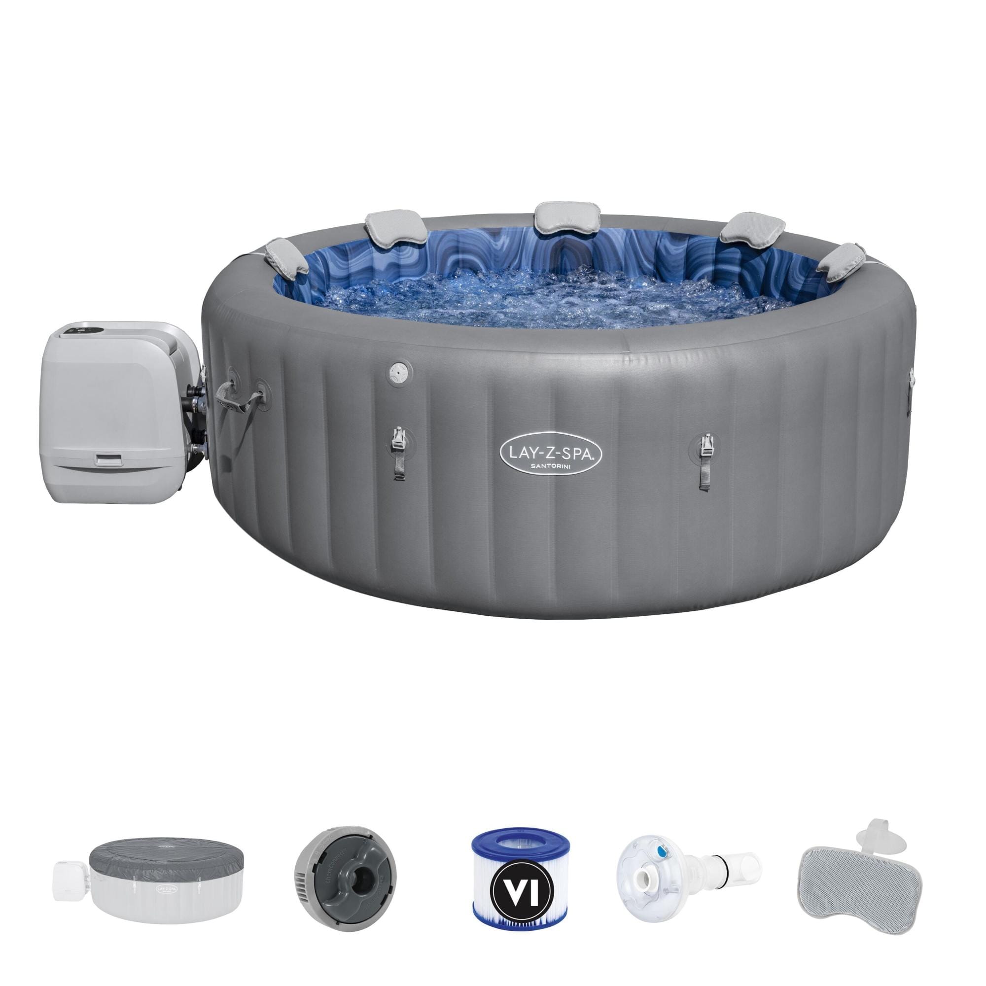 Opblaasbare bubbelbaden Lay-Z Spa Lay-Z-Spa Santorini HydroJet Pro opblaasbare spa 5-7 personen Bestway 1