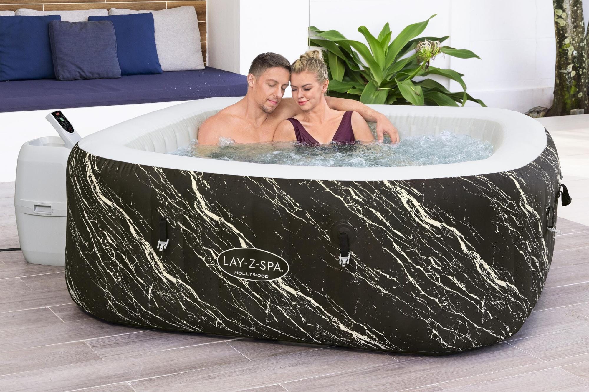Opblaasbare bubbelbaden Lay-Z Spa Lay-Z-Spa Hollywood Luxe AirJet  Opblaasbare Spa met Ledverlichting voor 4-6 Personen Bestway 1