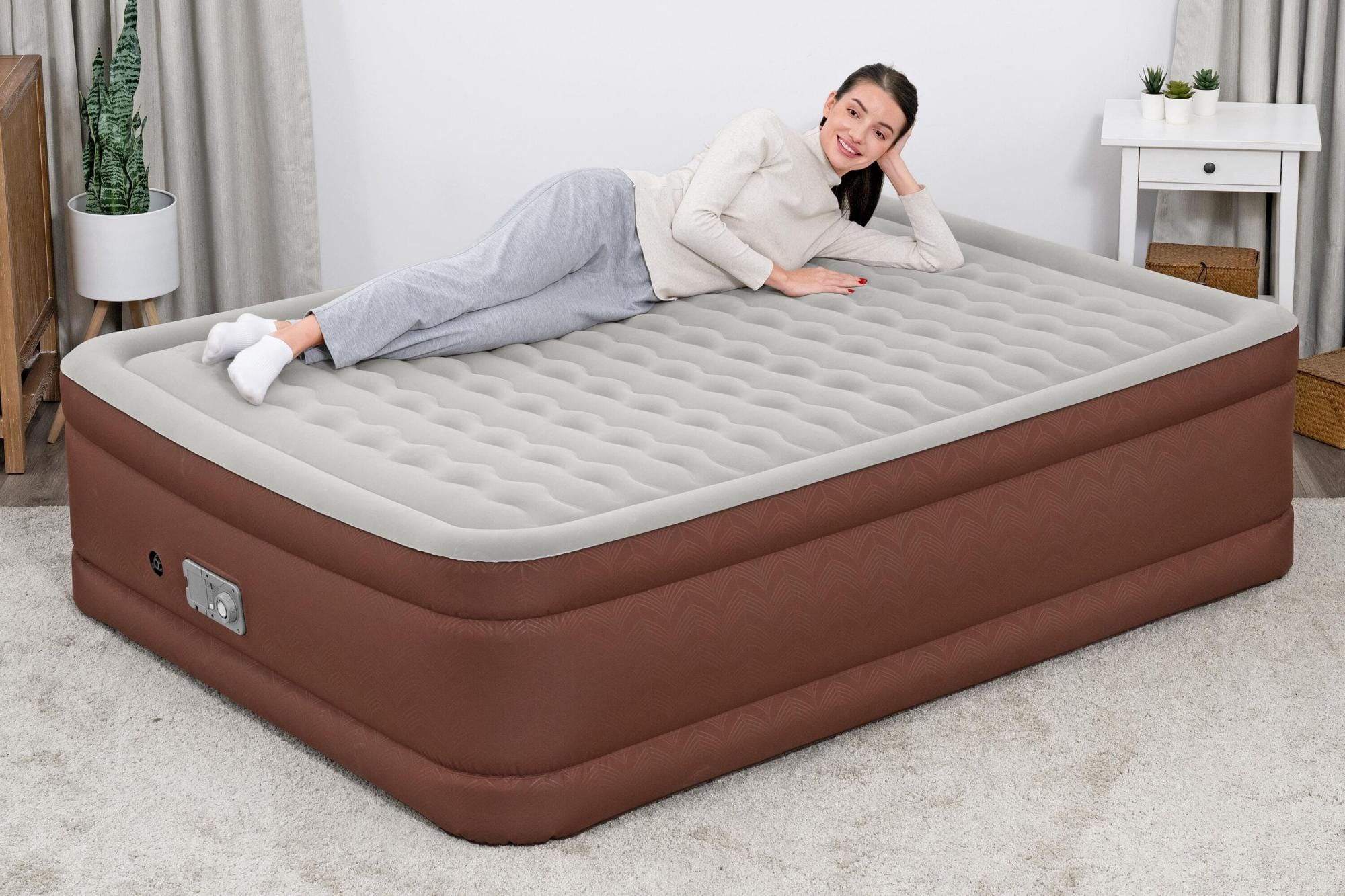 Luchtbed Bestway AlwayzAire Fortech Queen Luchtmatras met Ingebouwde Comfort Choice+ Dubbele Pomp 2,03 m x 1,52 m x 51 cm Bestway 1