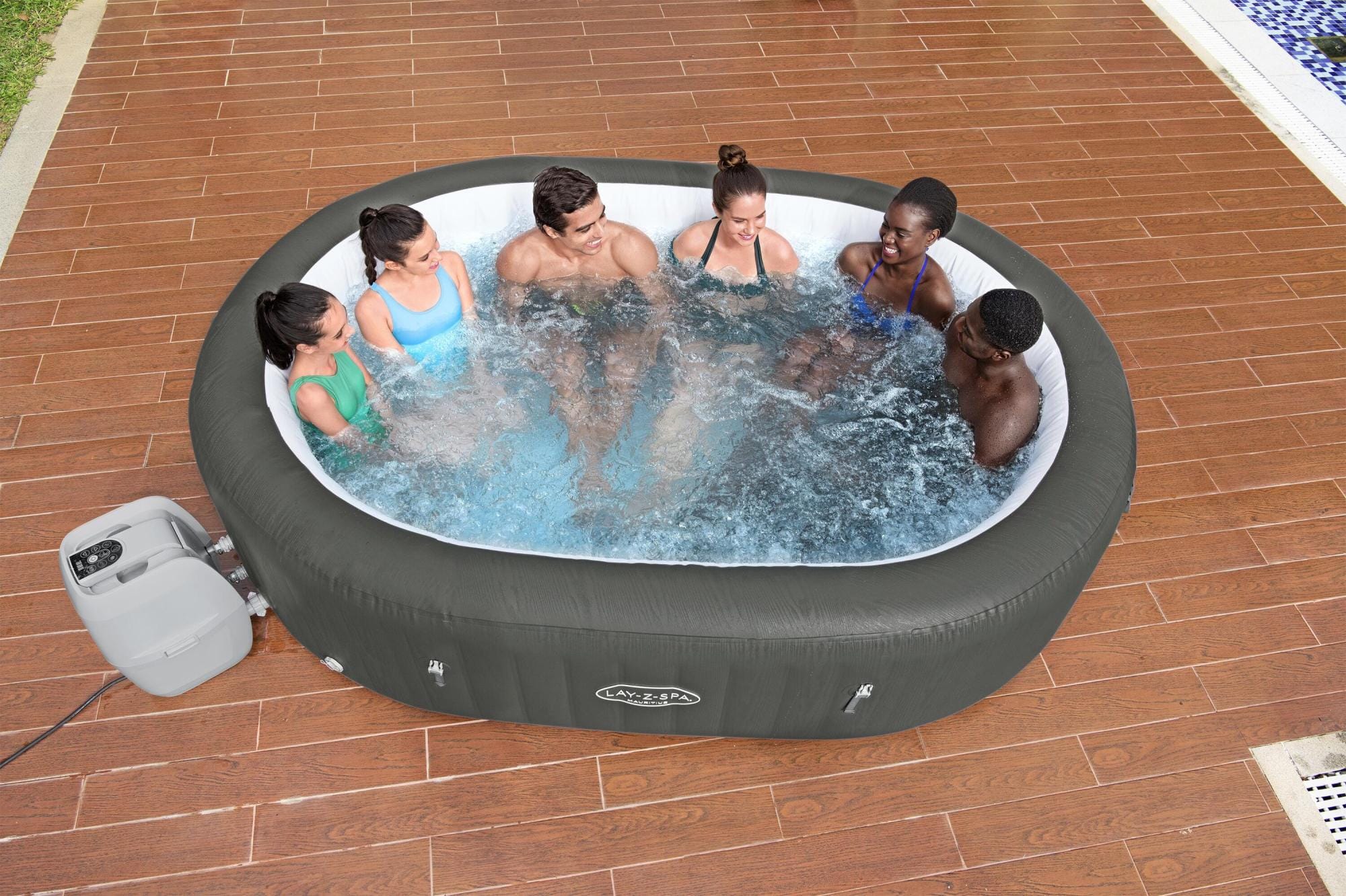 Opblaasbare bubbelbaden Lay-Z Spa Lay-Z-Spa Mauritius AirJet opblaasbare spa 5-7 personen Bestway 4