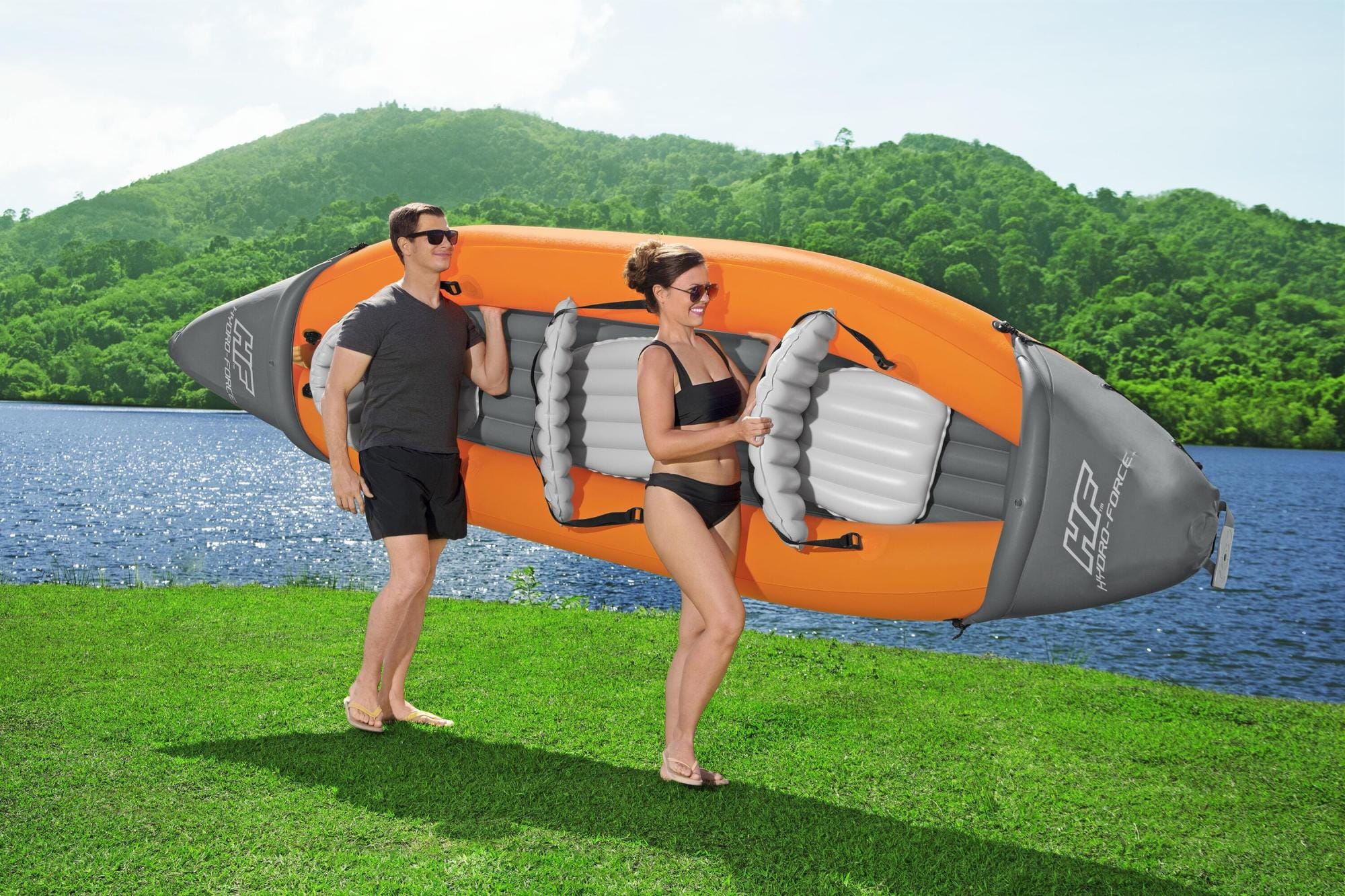 SUP en kajak Rapid opblaasbare kayak van 381x100 cm, voor 3 personen Bestway 4