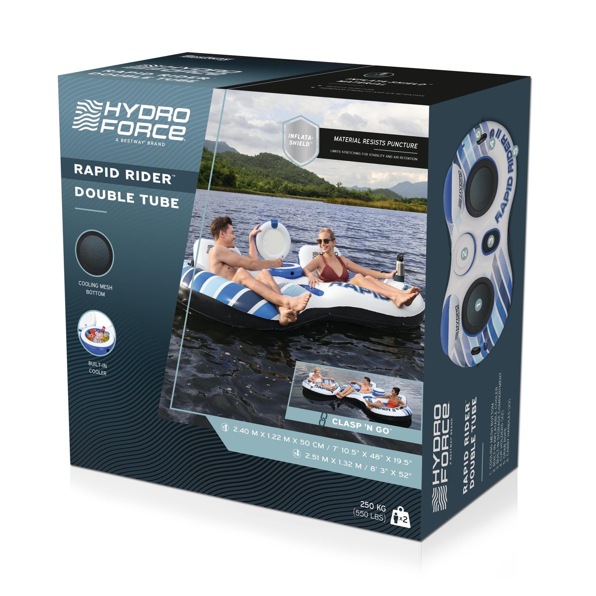 Opblaasbare strandartikelen Hydro Force Rapid Rider Dubbele Rivierband voor 2 personen 2,40 m Bestway 11