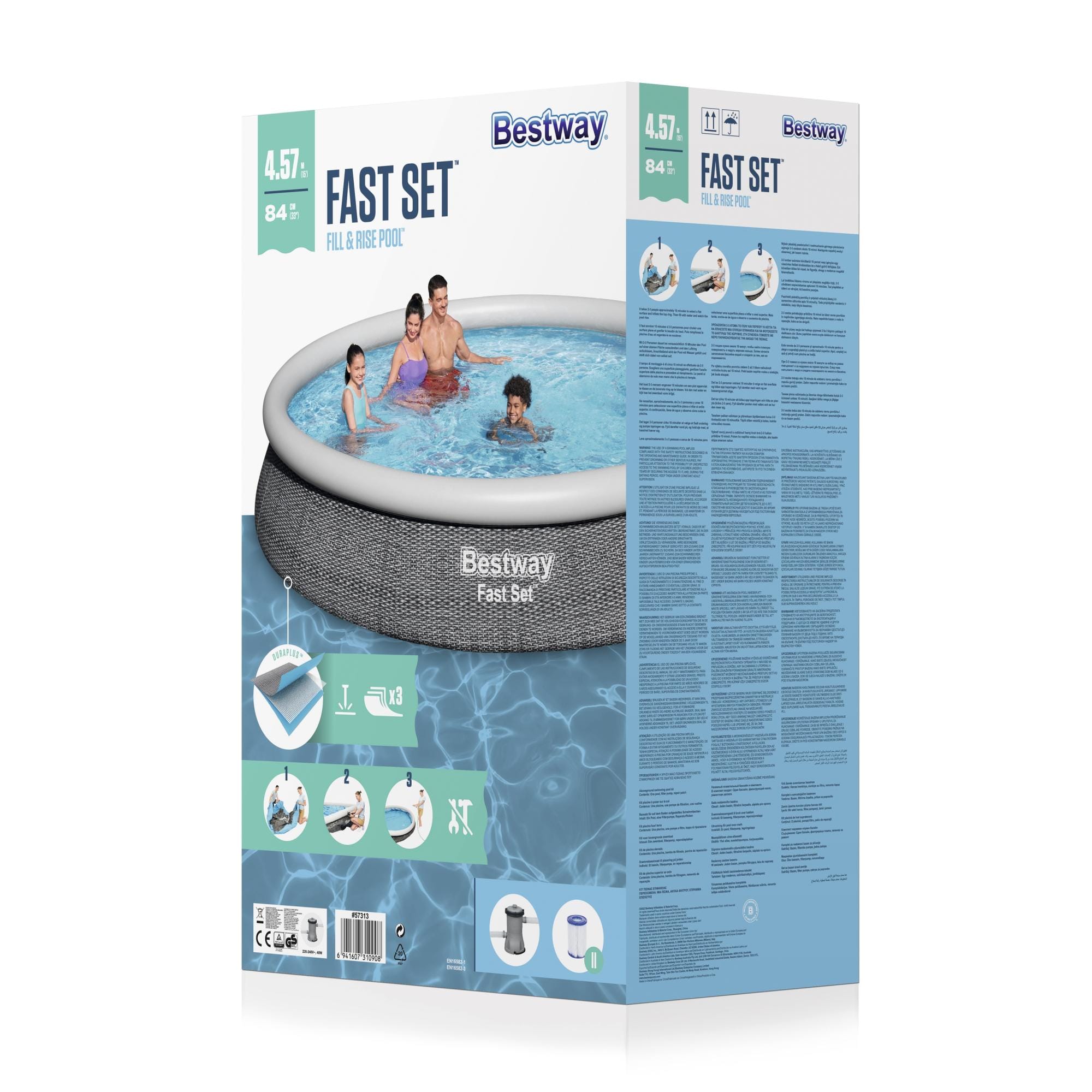 Bovengronds zwembad Fast Set bovengrondse opblaasbare ronde set van 457x84 cm Bestway 9