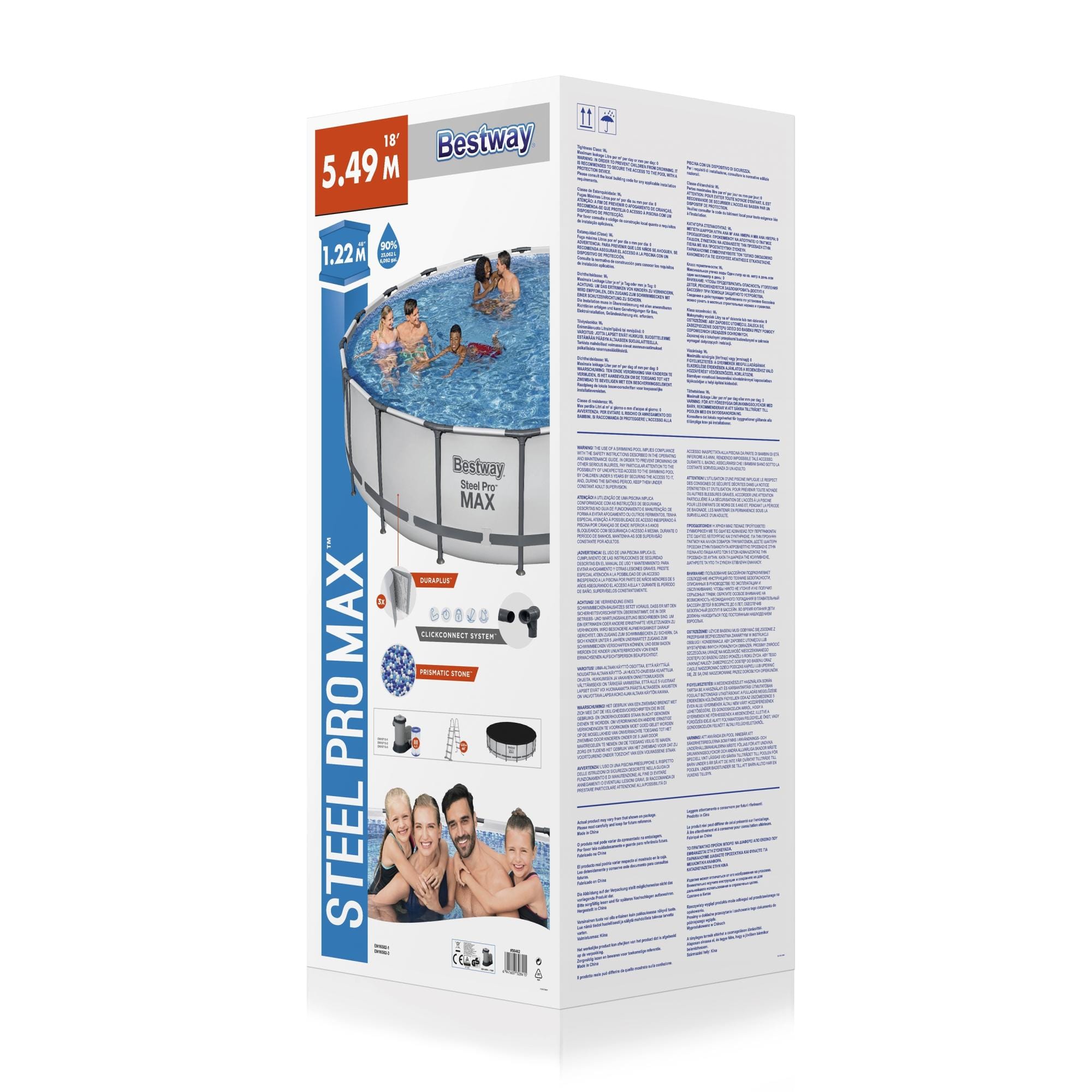 Bovengronds zwembad Steel Pro MAX bovengronds rond set van 549x122 cm lichtgrijs Bestway 10