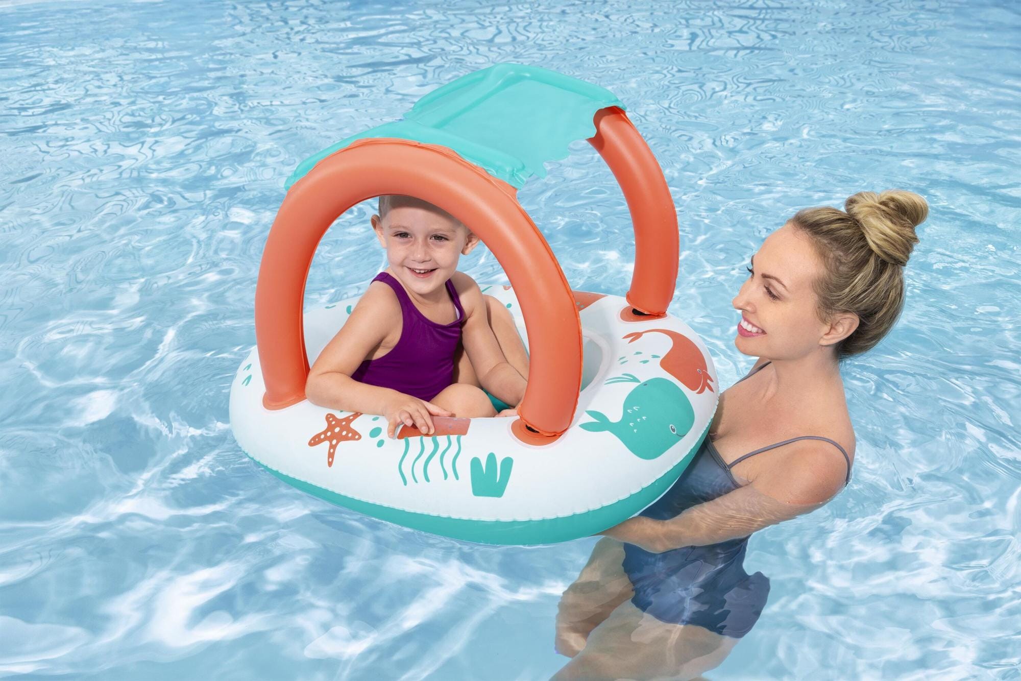 Opblaasbare spullen voor kinderen Bestway Comfort Plush Opblaasbare BabyBoot met Zonnescherm Bestway 2