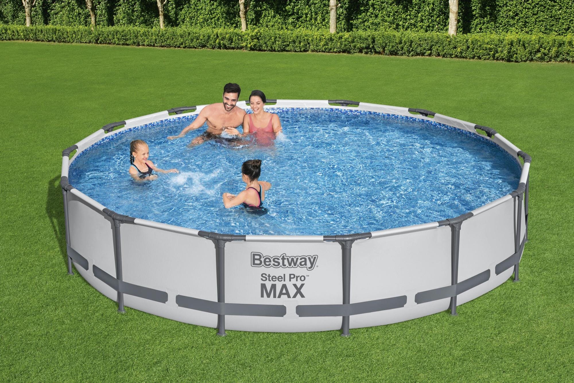 Bovengronds zwembad Steel Pro MAX lichtgrijze bovengrondse ronde set met afmetingen 427x84 cm Bestway 3