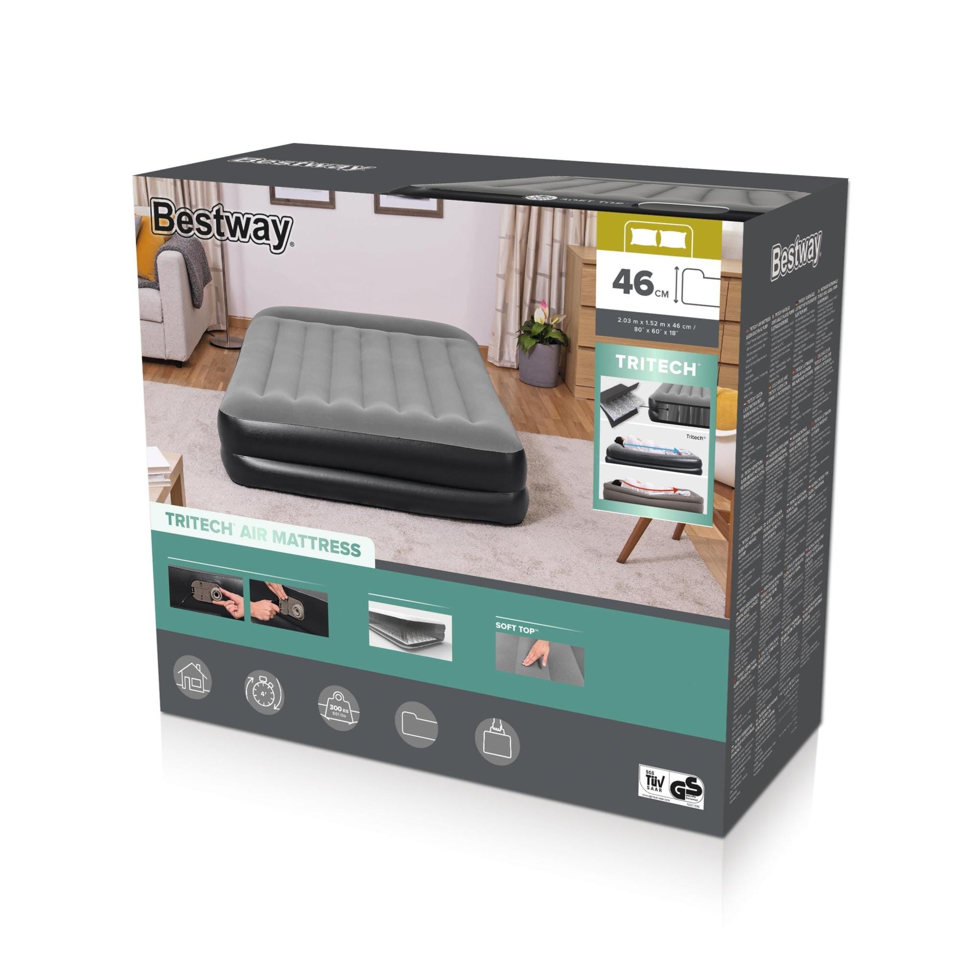 Luchtbed Bestway Tritech Queen Luchtmatras met Ingebouwde AC-Pomp 2,03 m x 1,52 m x 46 cm Bestway 12