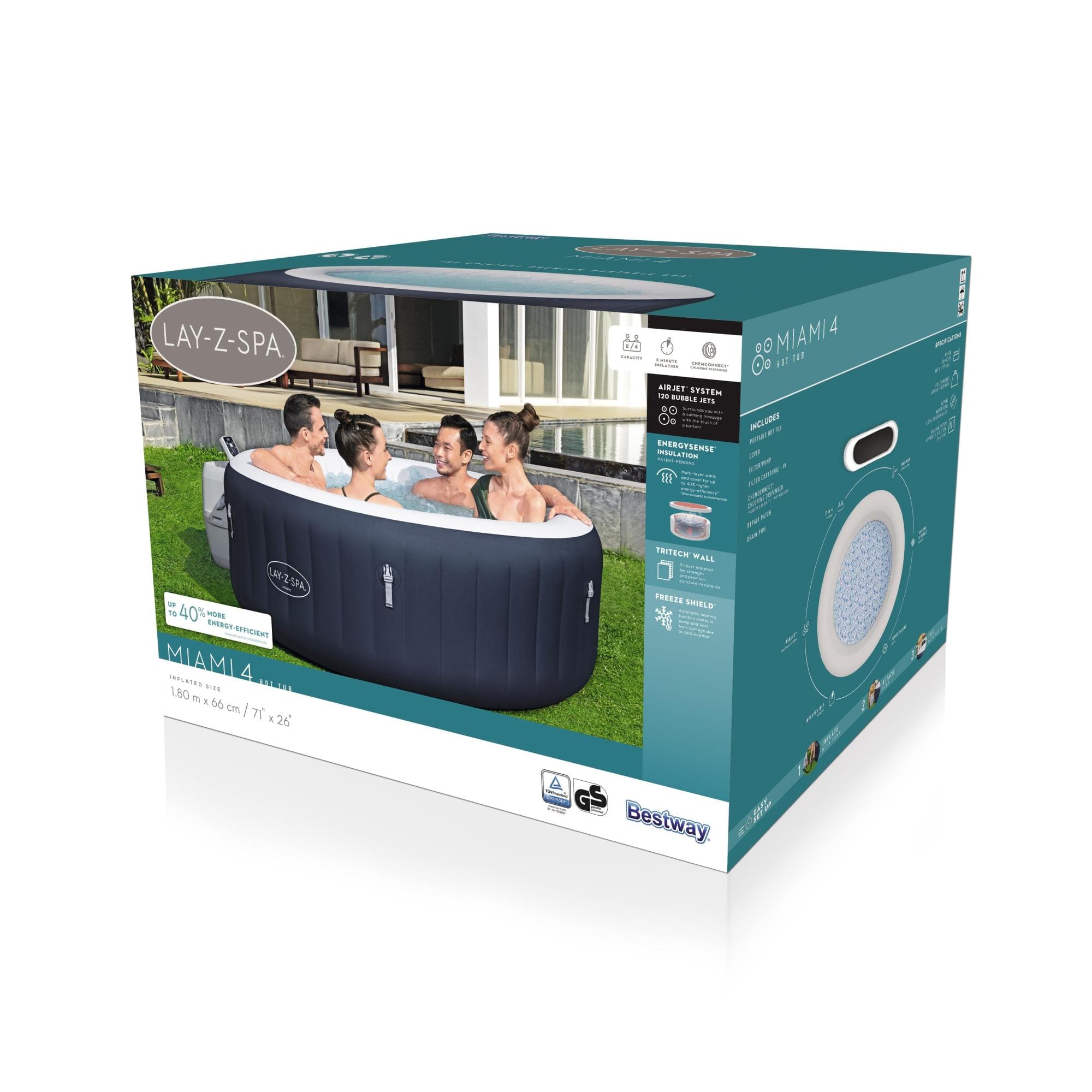 Opblaasbare bubbelbaden Lay-Z Spa Lay-Z-Spa Miami Energy-Efficient AirJet Opblaasbare Spa 2-4 Personen Bestway 13
