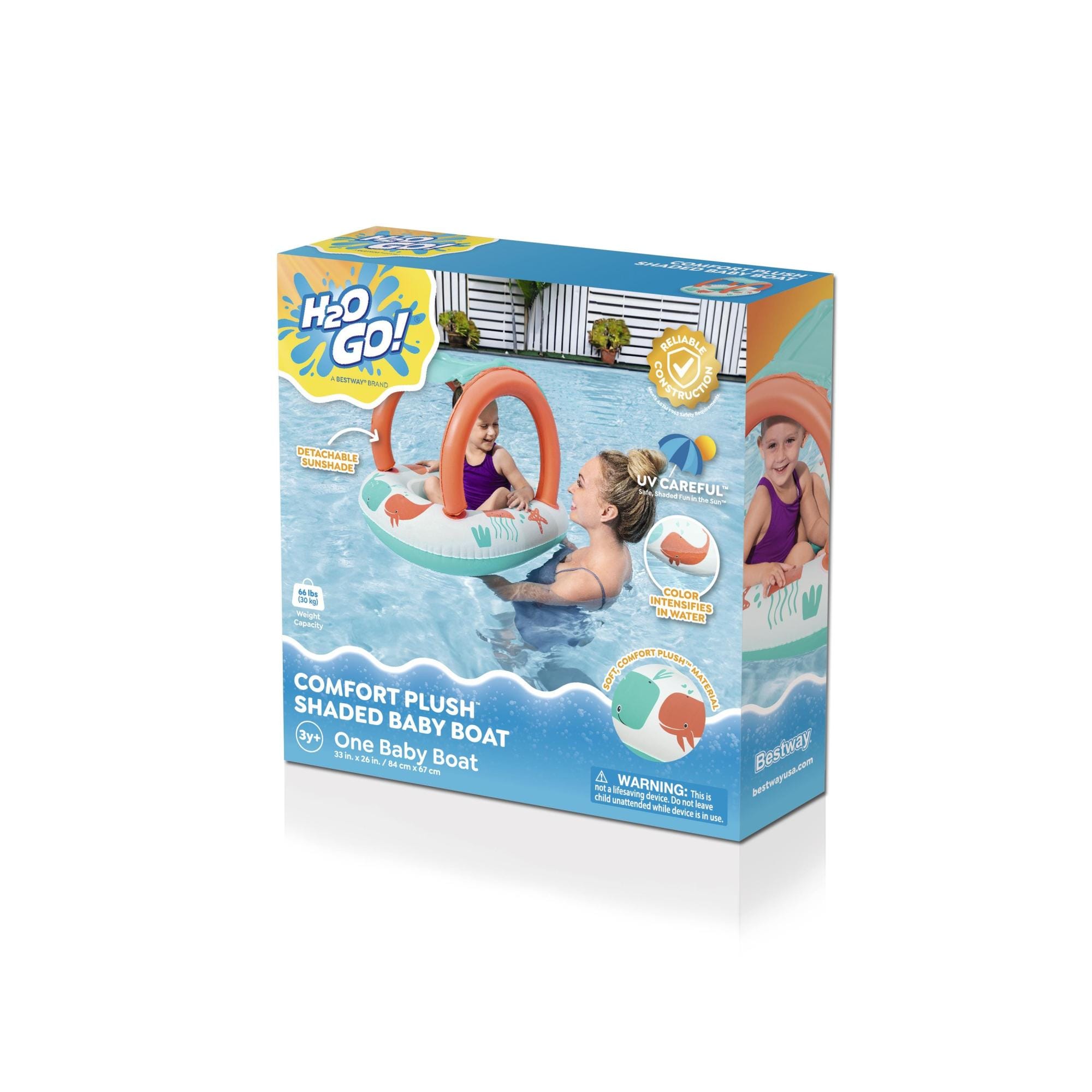 Opblaasbare spullen voor kinderen Bestway Comfort Plush Opblaasbare BabyBoot met Zonnescherm Bestway 5