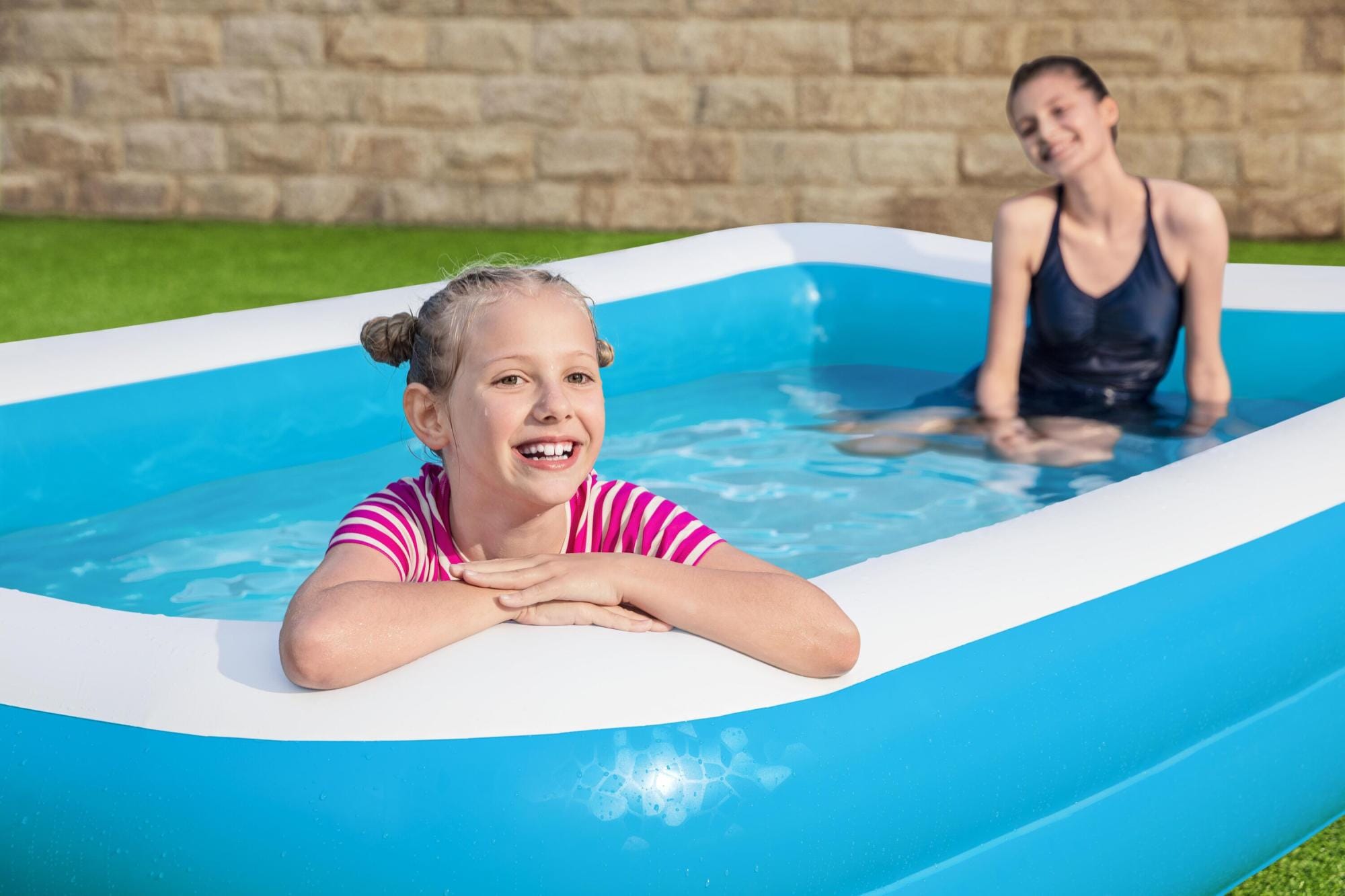 Opblaasbare spullen voor kinderen Bestway Blauw Rechthoekig Opblaasbaar Familiezwembad 3,05 m x 1,83 m x 46 cm Bestway 4