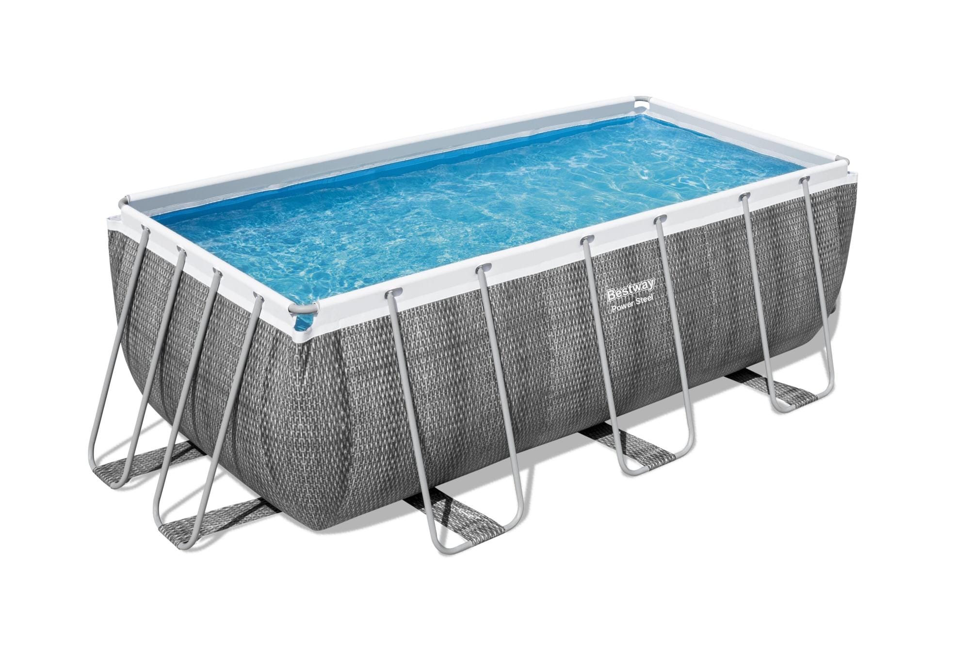 Bovengronds zwembad Power Steel bovengrondse rechthoekige set van 412x201x122 cm donkergrijs rotaneffect Bestway 1
