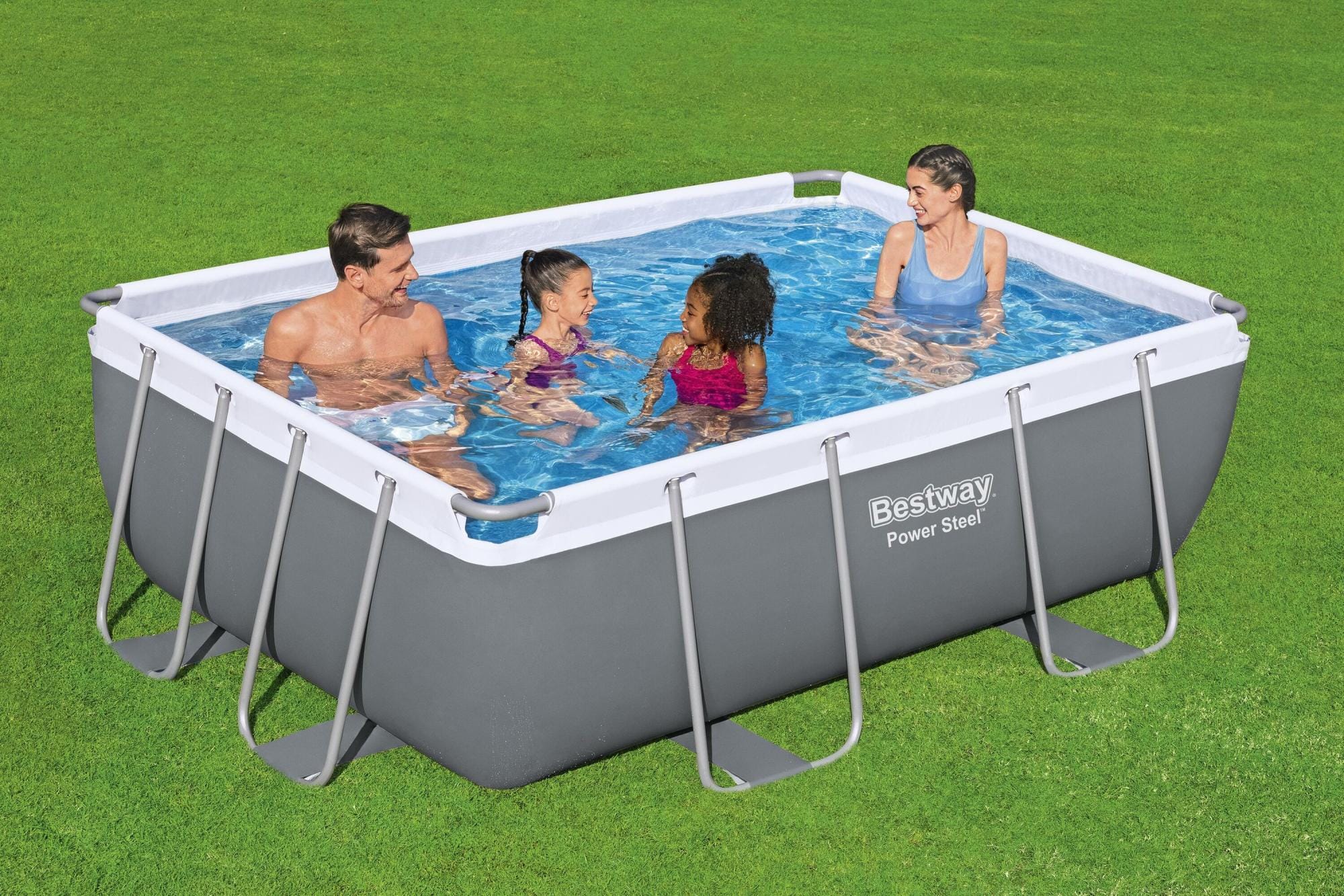 Bovengronds zwembad Power Steel bovengrondse rechthoekige set van 282x196x84 cm Bestway 3
