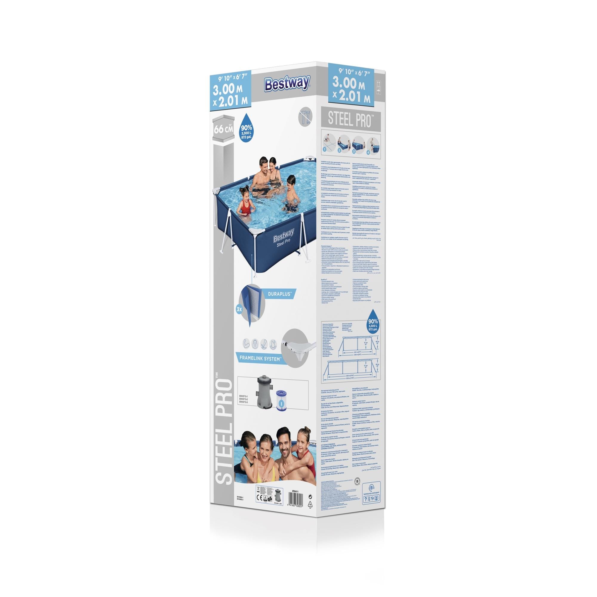 Bovengronds zwembad Steel Pro bovengrondse rechthoekige set van 300x201x66 cm Bestway 8