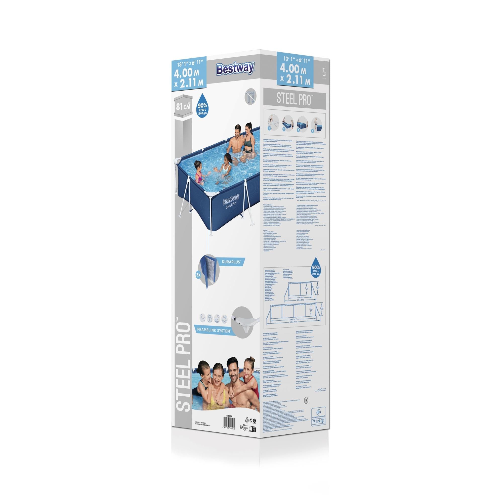 Bovengronds zwembad Steel Pro bovengronds rechthoekig zwembad van 400x211x81 cm Bestway 6