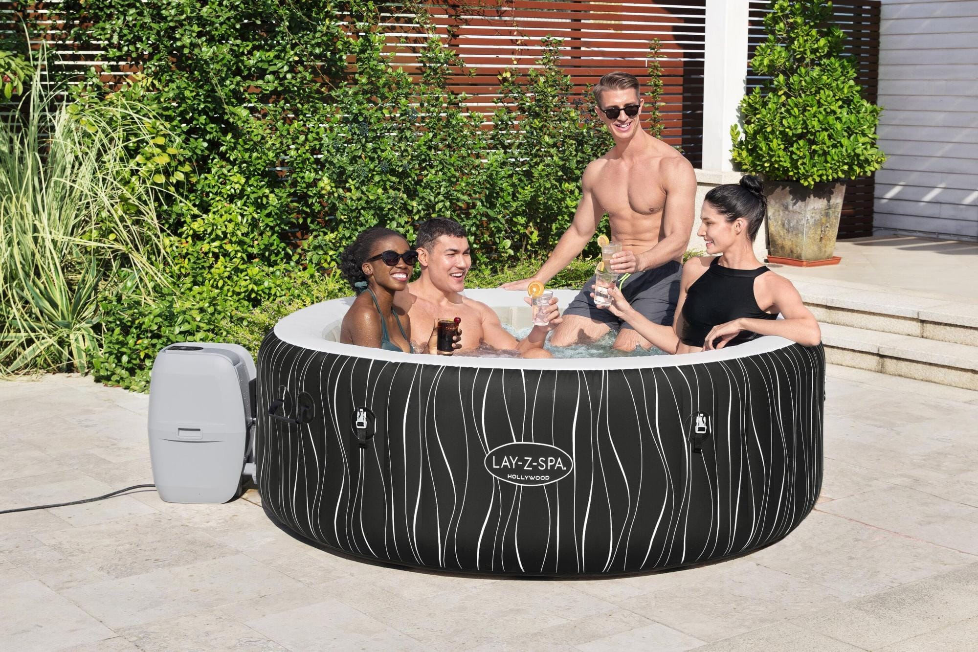 Opblaasbare bubbelbaden Lay-Z Spa Lay-Z-Spa Hollywood AirJet opblaasbare spa 4-6 personen Bestway 1