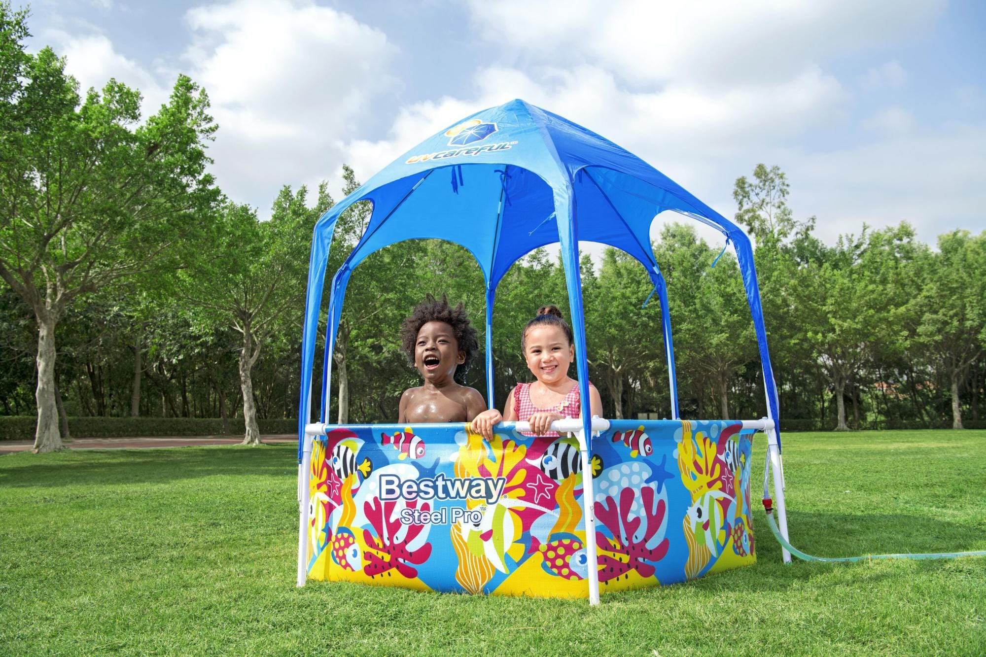 Opblaasbare spullen voor kinderen Bestway Steel Pro UV Careful Splash-in-Shade Rond Bovengronds Zwembad 1,83 m x 51 cm Bestway 3
