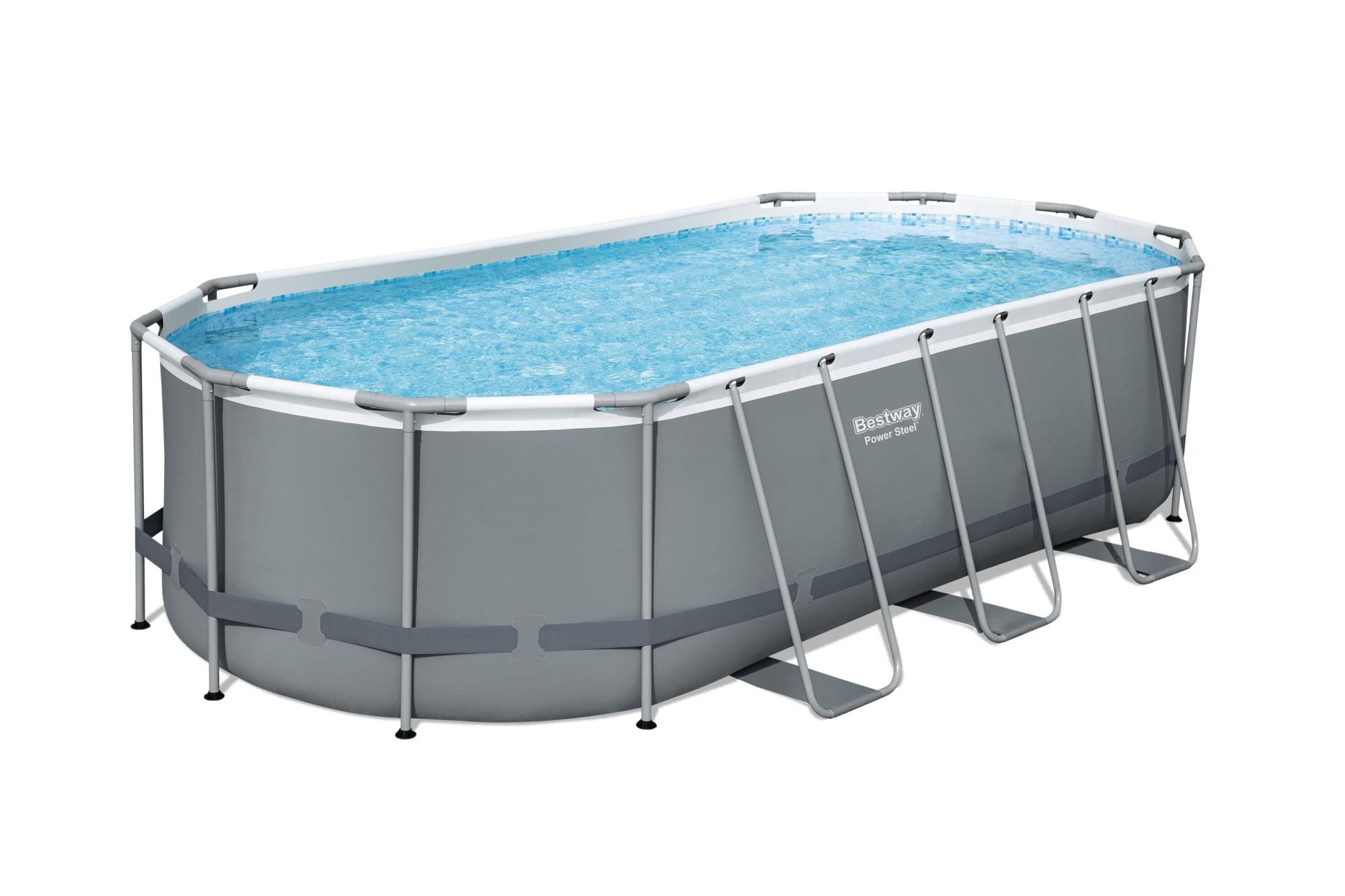 Bovengronds zwembad Power Steel bovengrondse ovale set van 549x274x122 cm donkergrijs Bestway 1