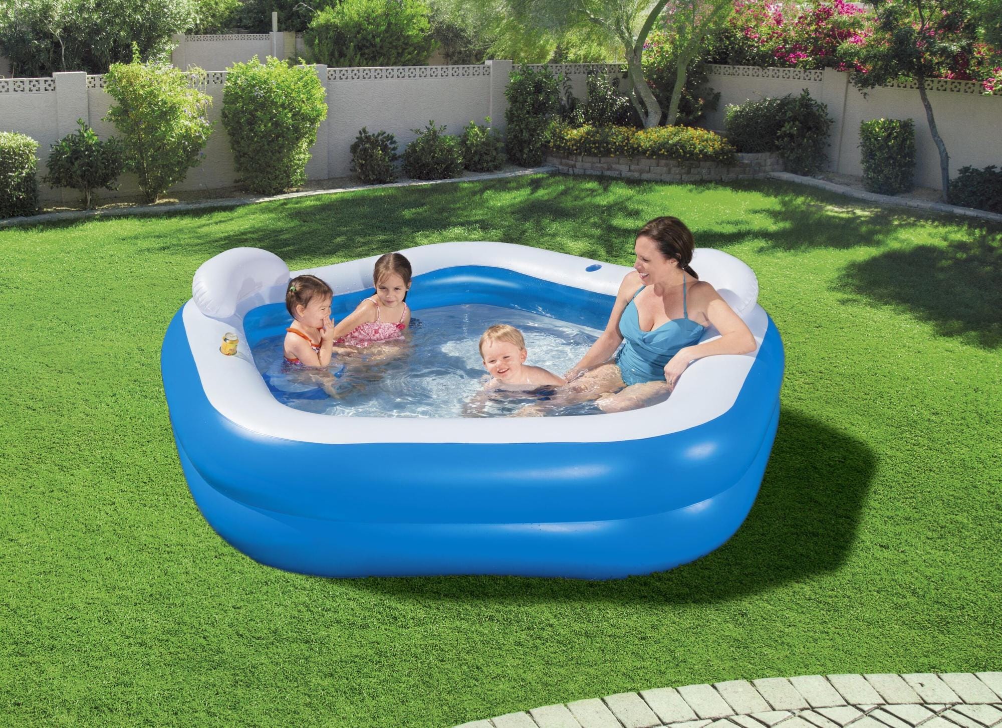Opblaasbare spullen voor kinderen Bestway Backyard Oasis Opblaasbaar Familiezwembad 2,13 m x 2,06 m x 69 cm Bestway 5