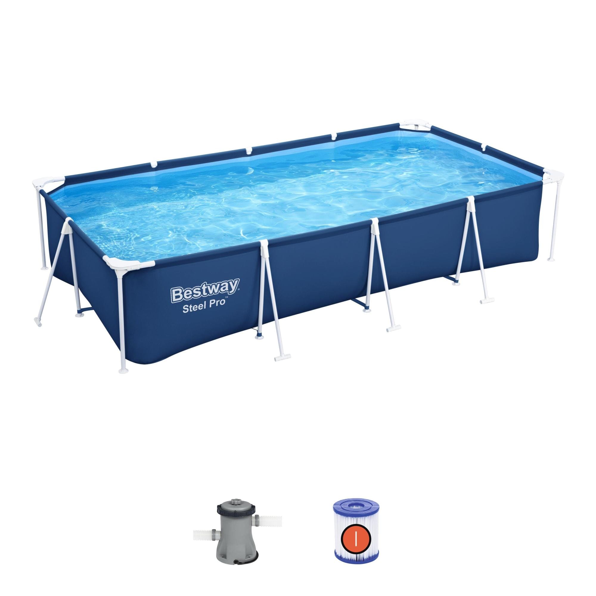 Bovengronds zwembad Steel Pro bovengrondse rechthoekige set van 400x211x81 cm Bestway 2