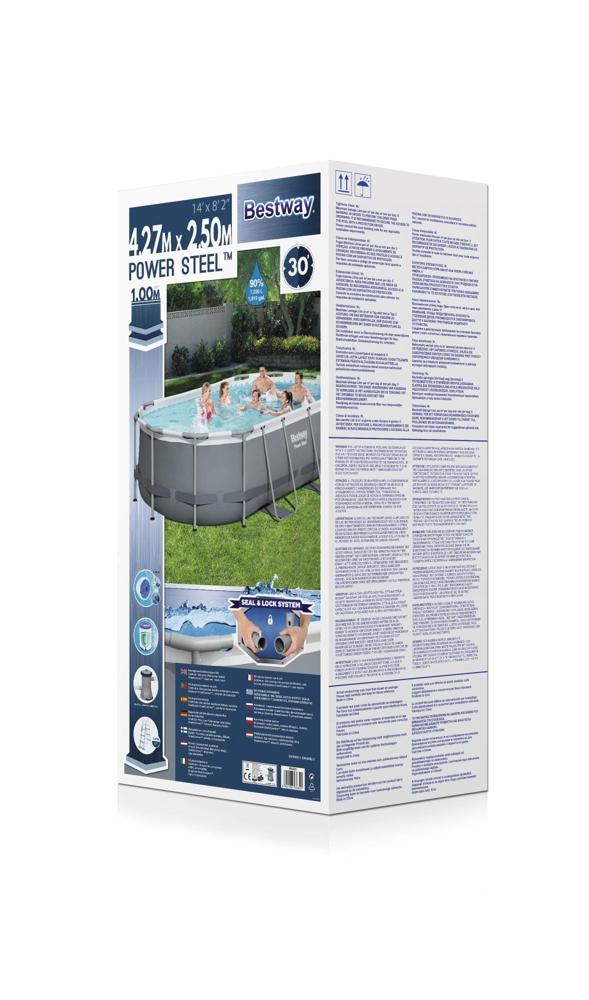 Bovengronds zwembad Power Steel bovengrondse ovale set van 427x250x100 cm donkergrijs Bestway 8