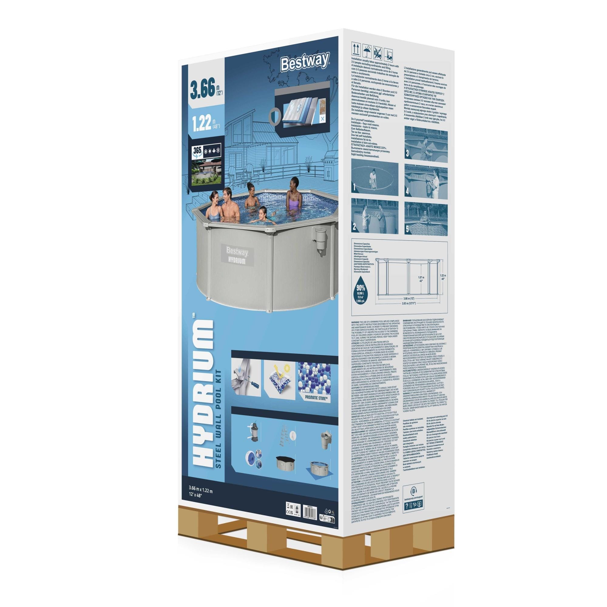 Bovengronds zwembad Bestway Hydrium Ronde Bovengrondse Zwembad Set met Stalen Wanden 3,66 m x 1,22 m Bestway 8