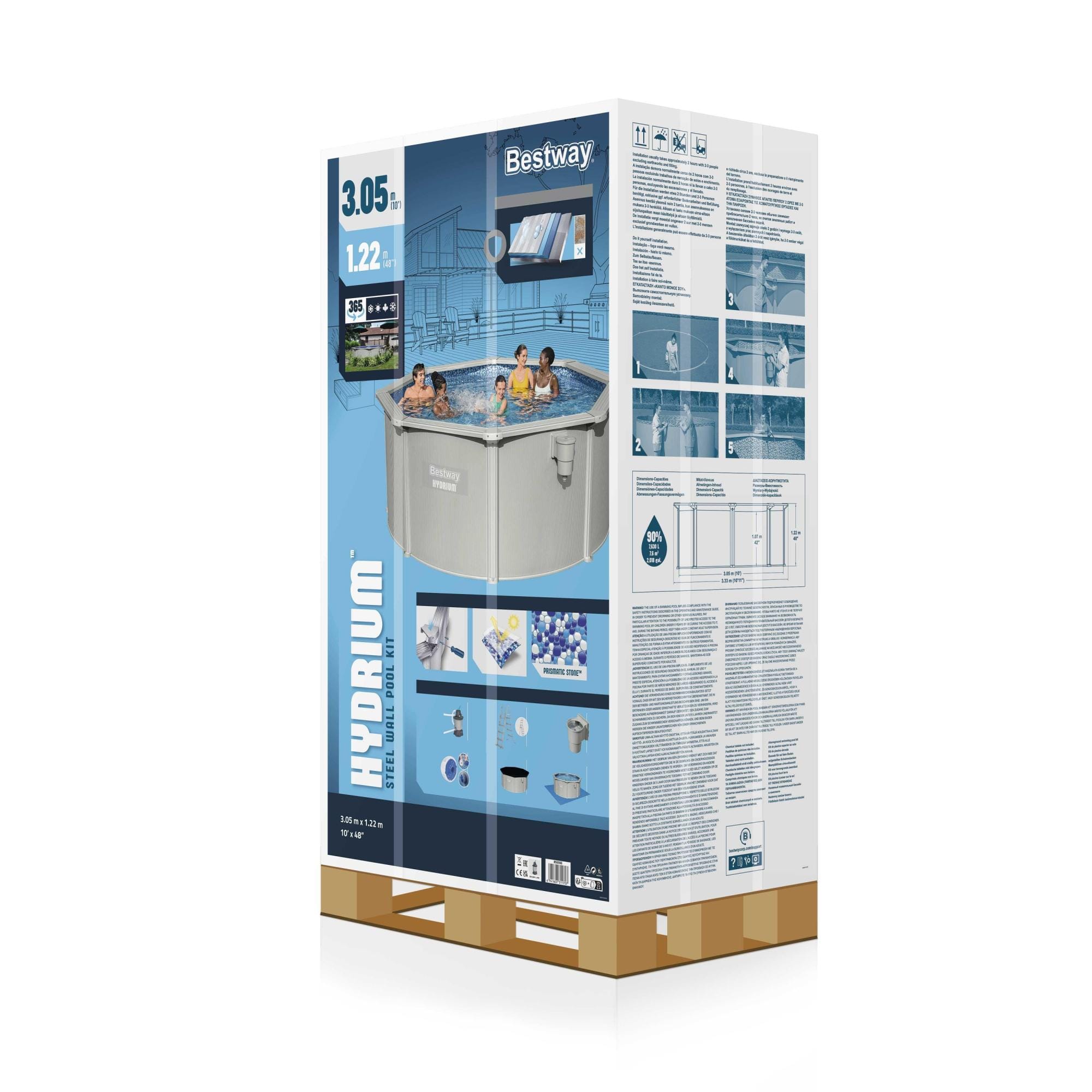 Bovengronds zwembad Bestway Hydrium Ronde Bovengrondse Zwembad Set met Stalen Wanden 3,05 m x 1,22 m Bestway 4
