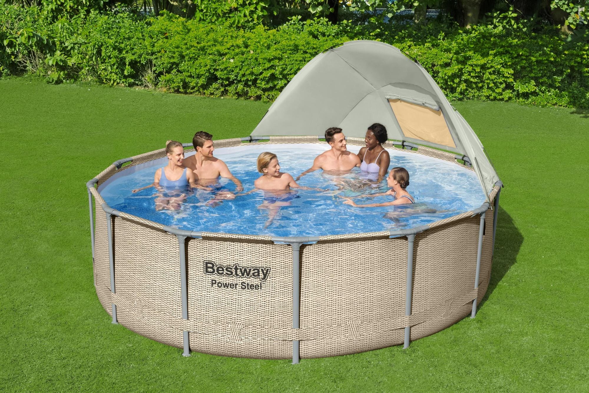Bovengronds zwembad Bovengrondse zwembadset met verwijderbaar zonnescherm van 396x107 cm Bestway 1
