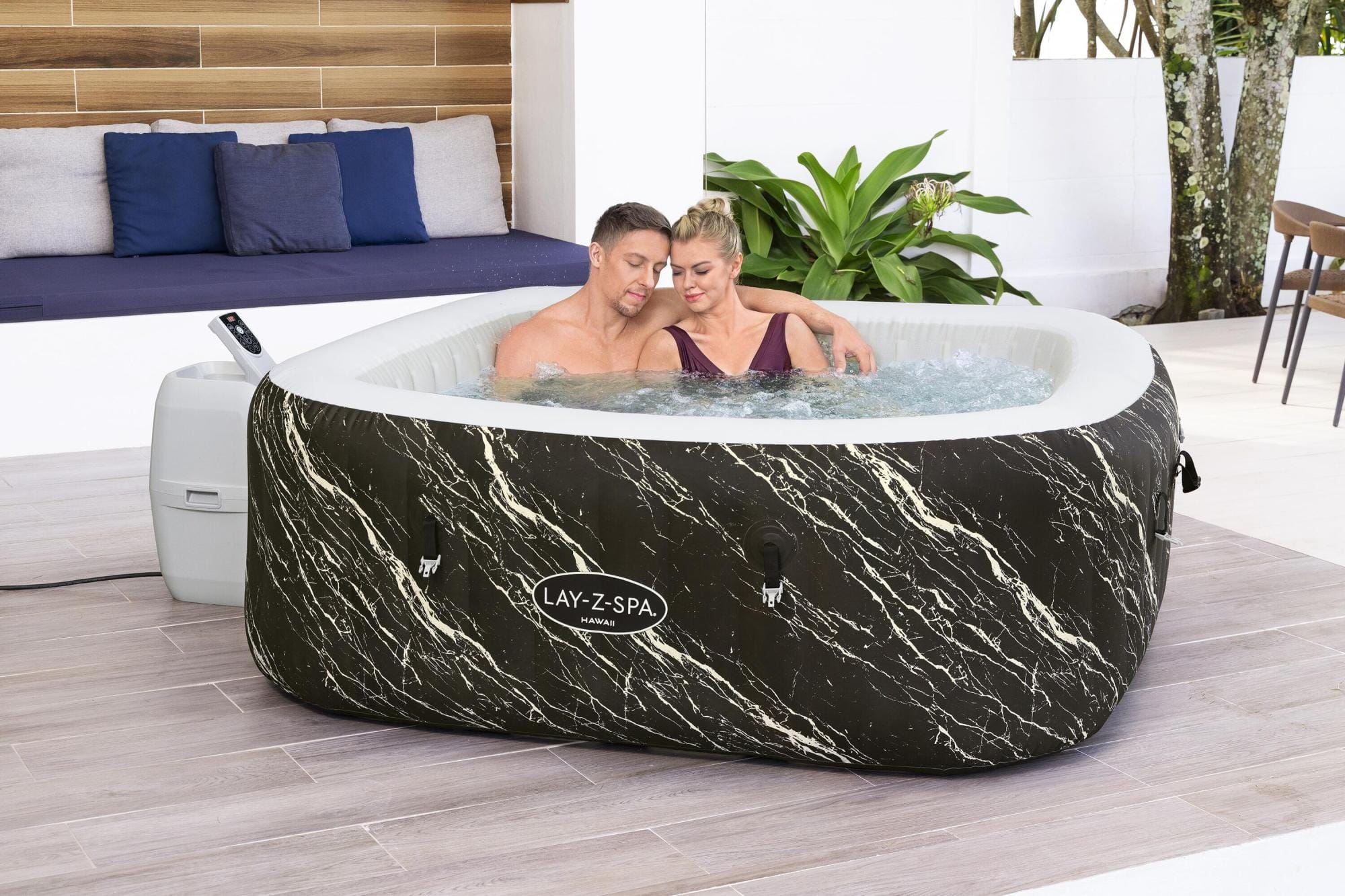 Opblaasbare bubbelbaden Lay-Z Spa Opblaasbaar Lay-Z-Spa Hawaii AirJet-bubbelbad met LED en app Bestway 1