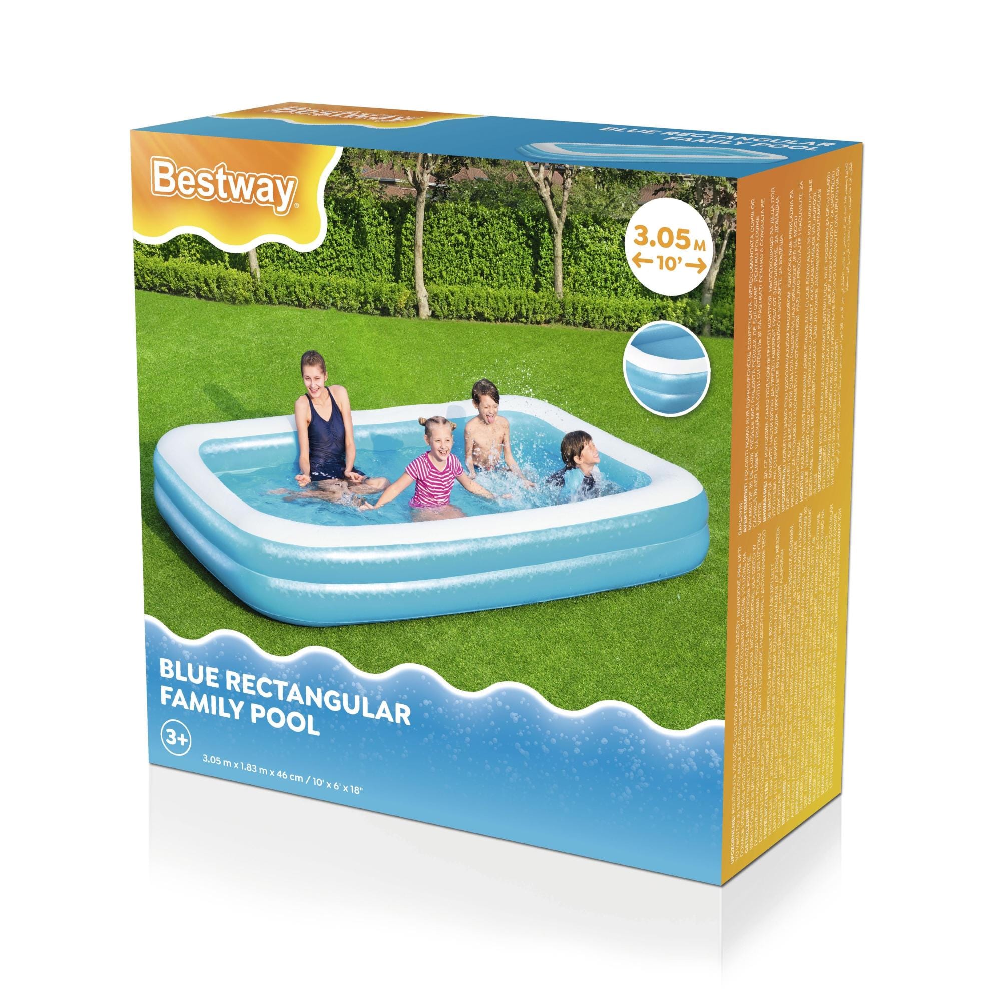 Opblaasbare spullen voor kinderen Bestway Blauw Rechthoekig Opblaasbaar Familiezwembad 3,05 m x 1,83 m x 46 cm Bestway 9