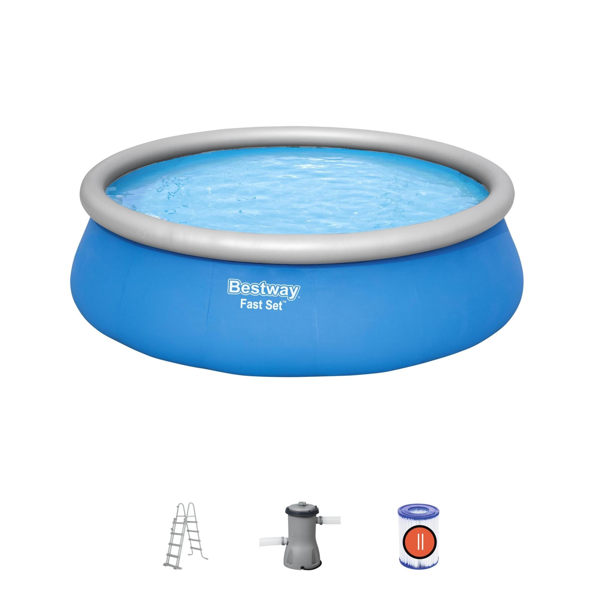 Bovengronds zwembad Fast Set bovengrondse ronde opblaasbare set van 457x122 cm blauw Bestway 1