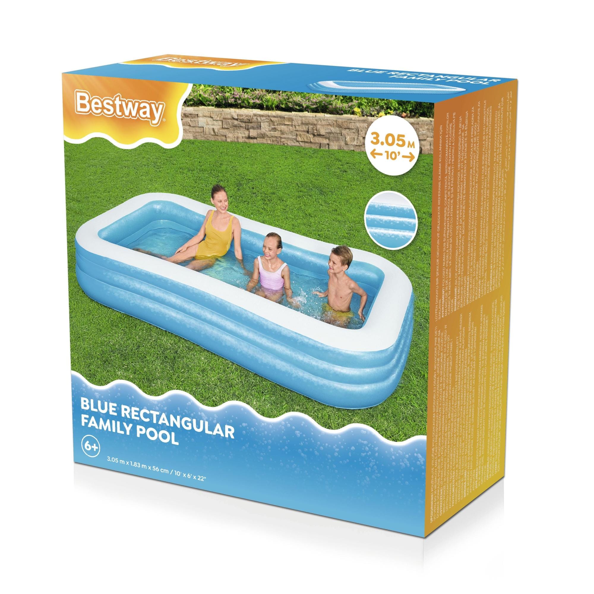 Opblaasbare spullen voor kinderen Bestway Blauw Rechthoekig Opblaasbaar Familiezwembad 3,05 m Bestway 10