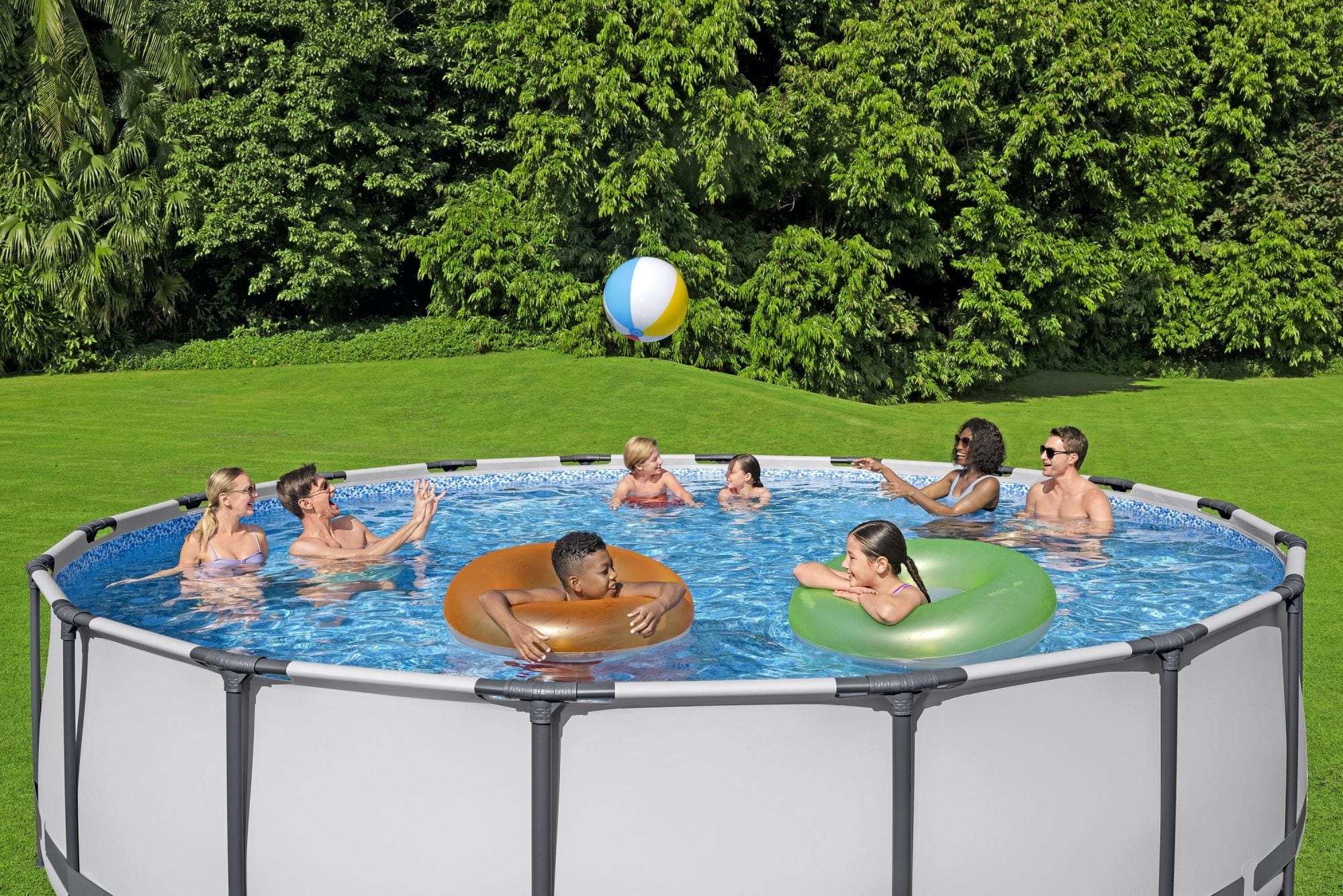 Bovengronds zwembad Steel Pro MAX bovengronds rond set van 549x122 cm lichtgrijs Bestway 5