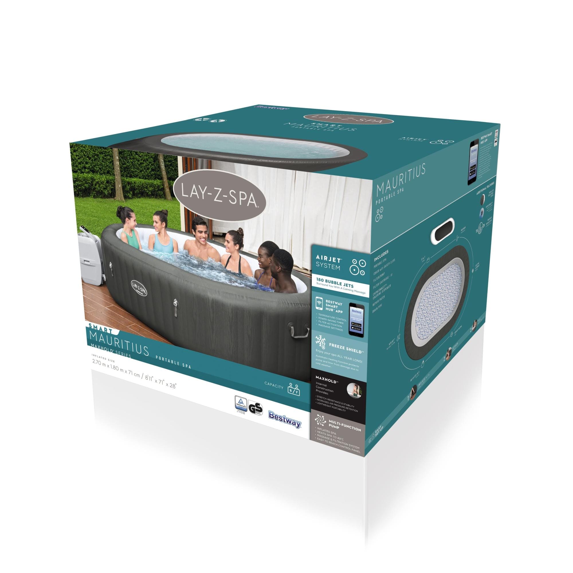 Opblaasbare bubbelbaden Lay-Z Spa Lay-Z-Spa Mauritius Smart AirJet Opblaasbare Spa voor 5-7 Personen Bestway 3