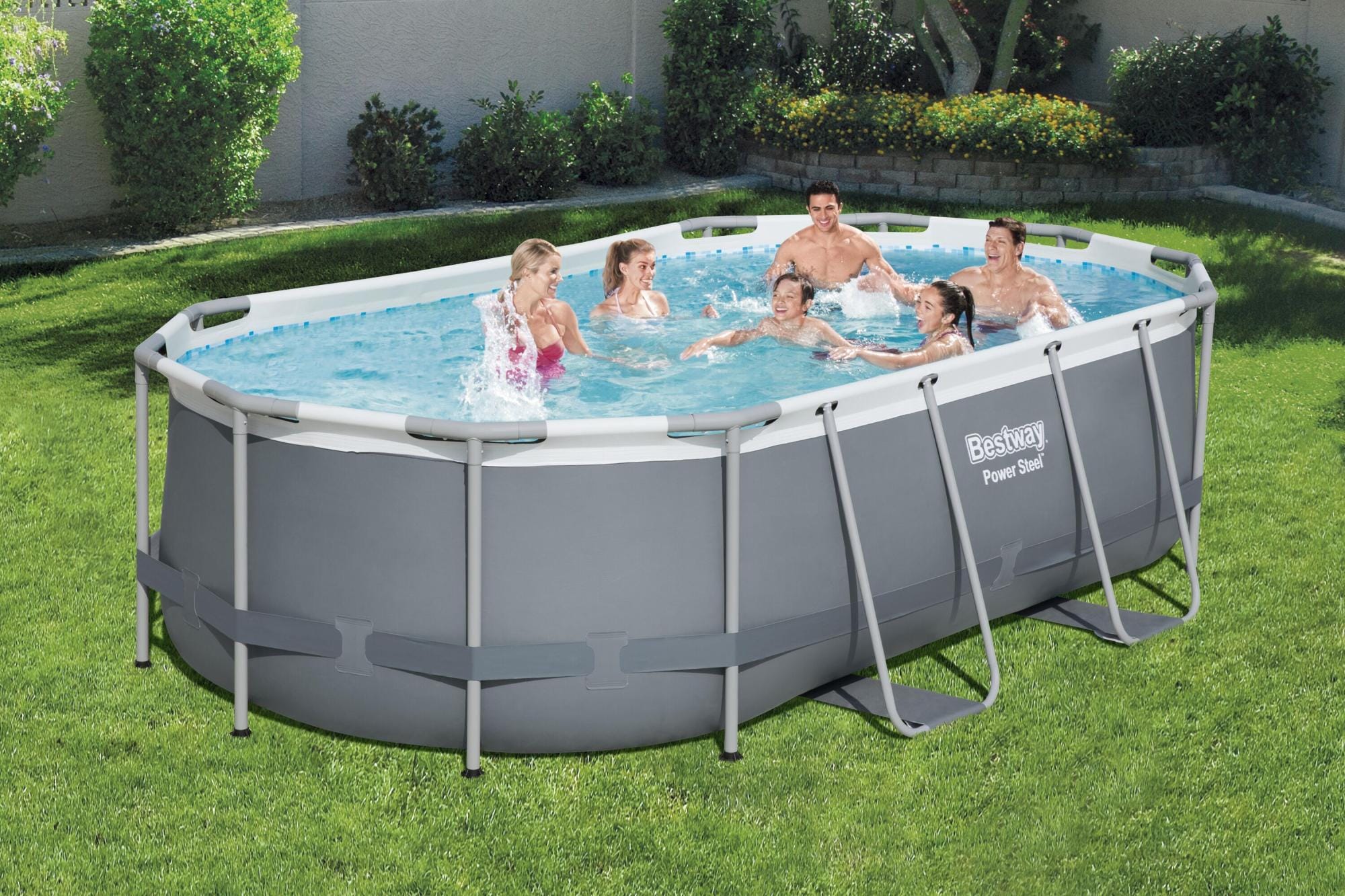 Bovengronds zwembad Power Steel bovengrondse ovale set van 427x250x100 cm donkergrijs Bestway 1