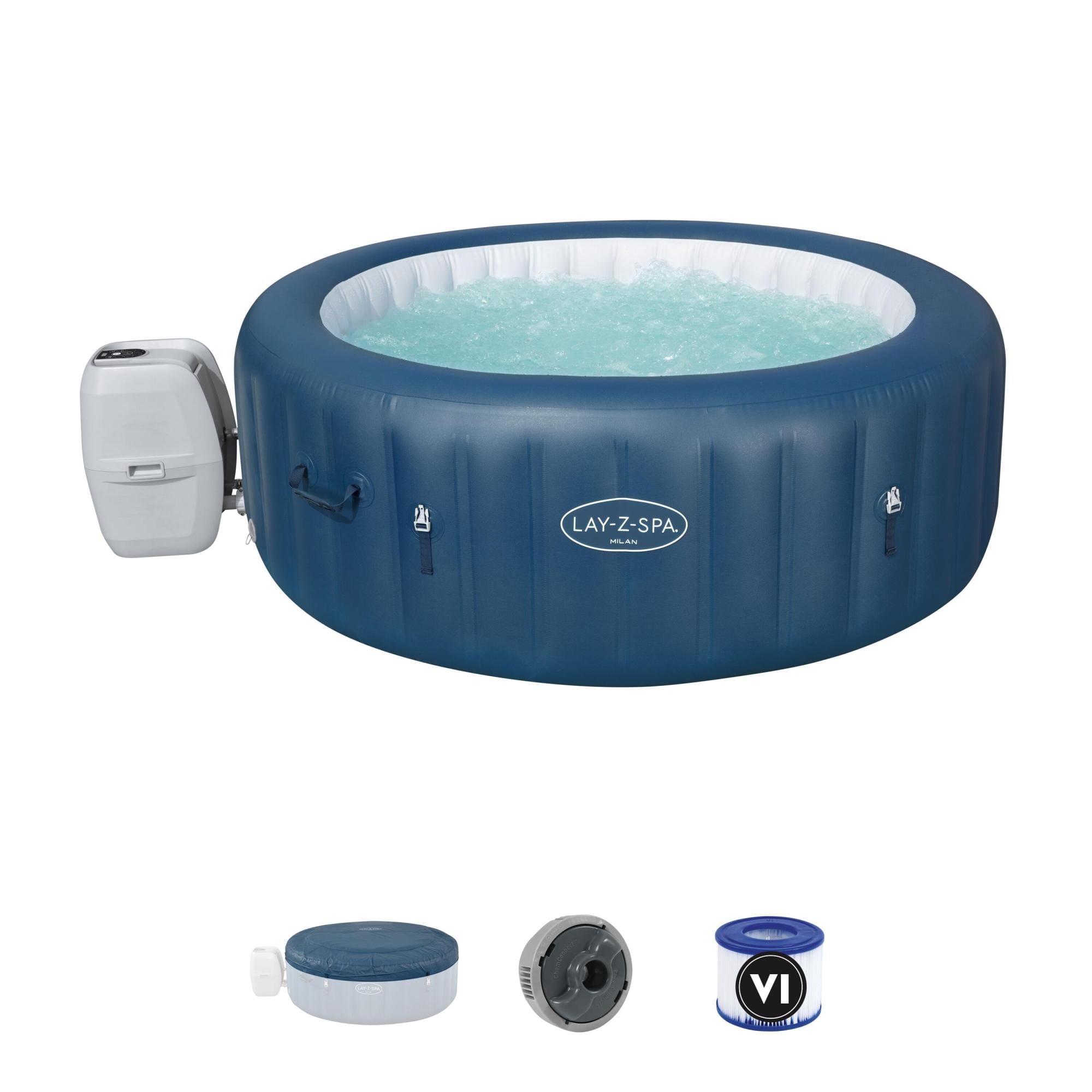 Opblaasbare bubbelbaden Lay-Z Spa Lay-Z-Spa Milan AirJet Plus opblaasbare hottub met appbediening 4-6 personen Bestway 1