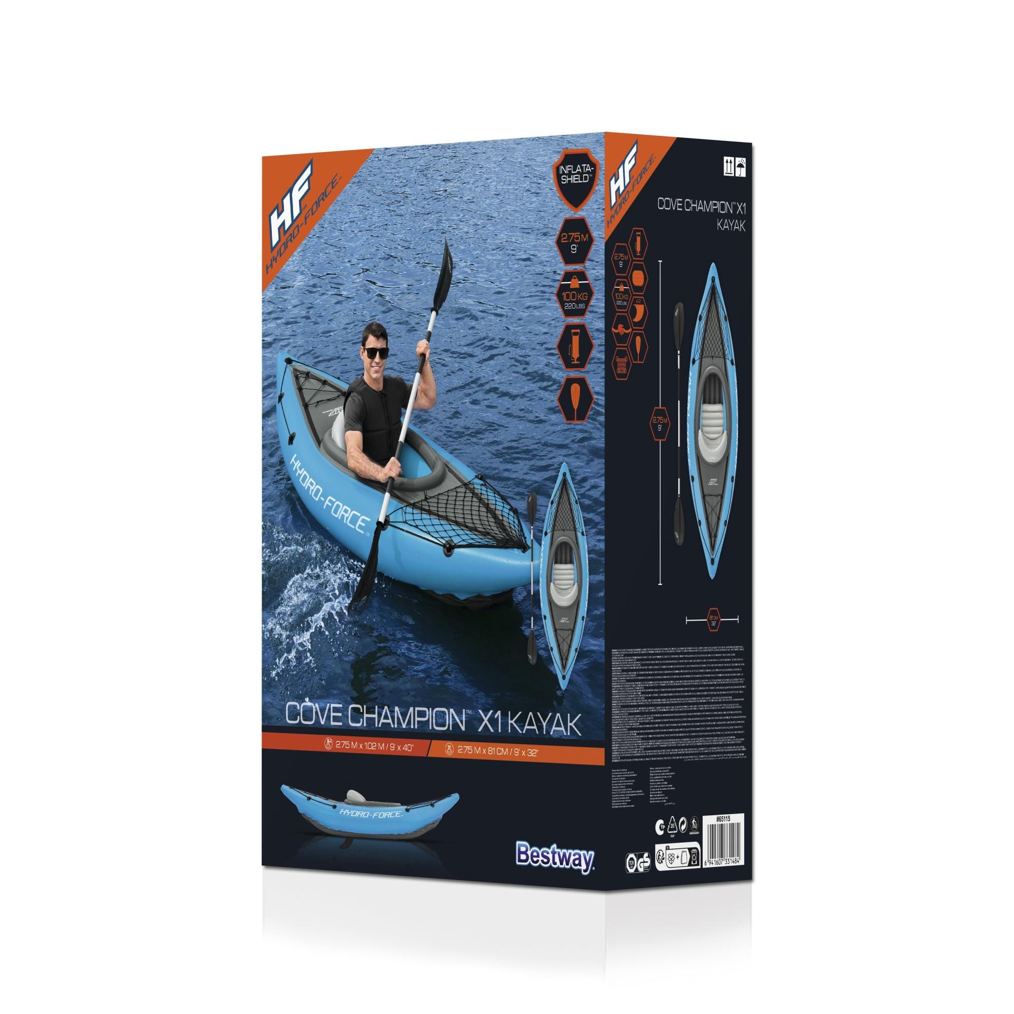 SUP en kajak Cove Champion opblaasbare kayak van 275x81 cm, voor 1 persoon Bestway 10