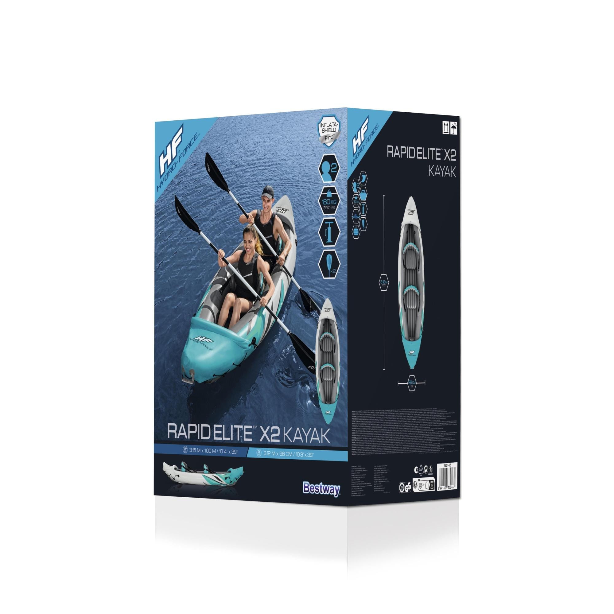 SUP en kajak Rapid Elite opblaasbare kayak van 312x98 cm, voor 2 personen Bestway 10